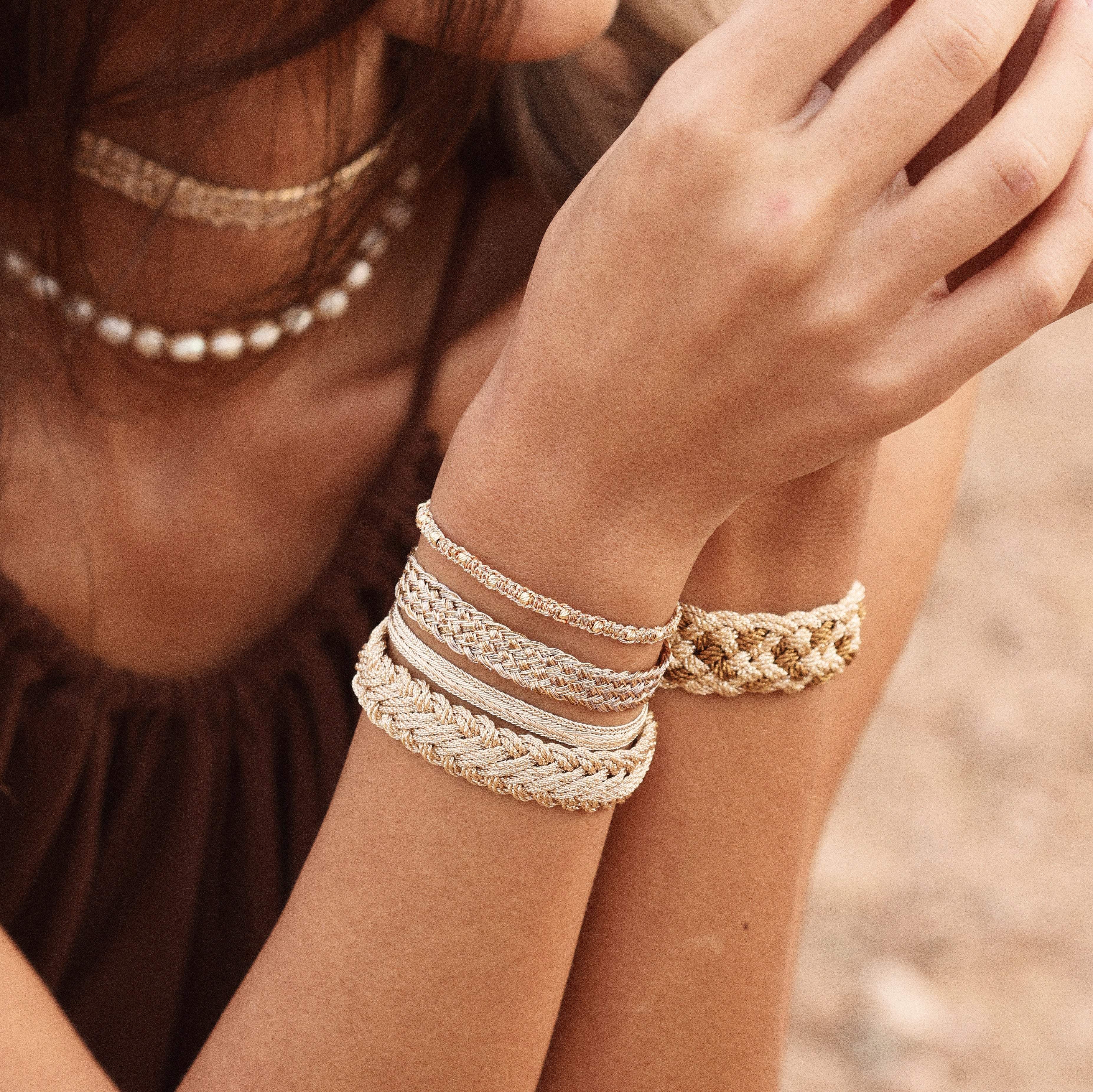 Box n°1 Bracelet in Peach Grey Pearl