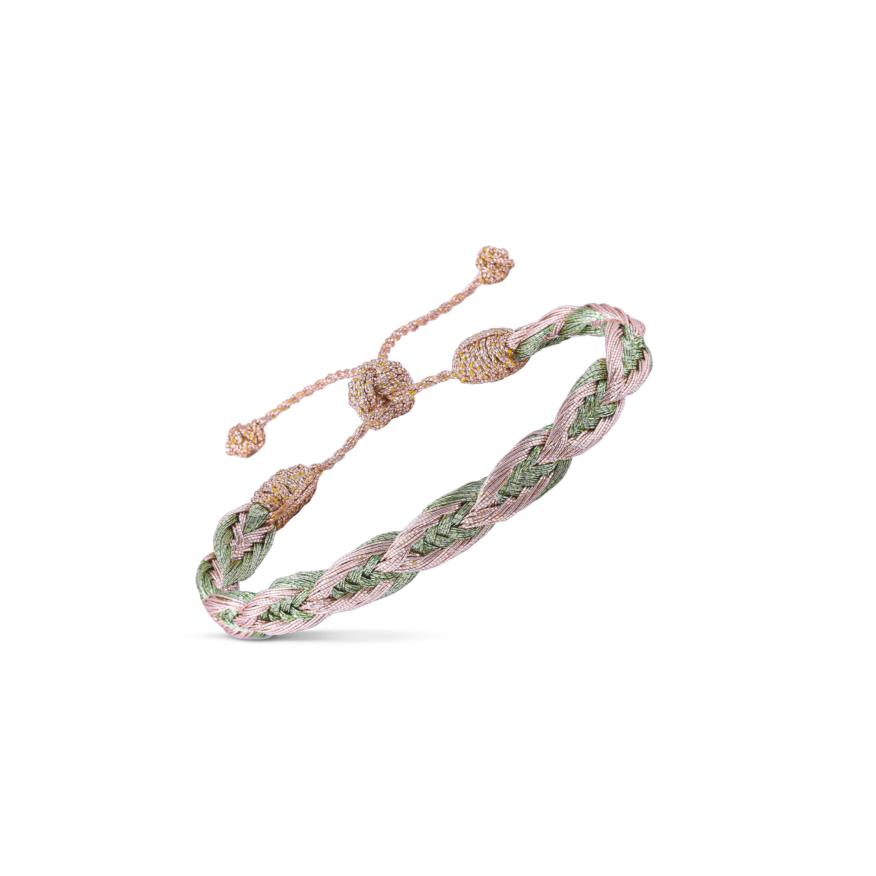 Leaf n°2 Bracelet in Rose Gold Pistachio