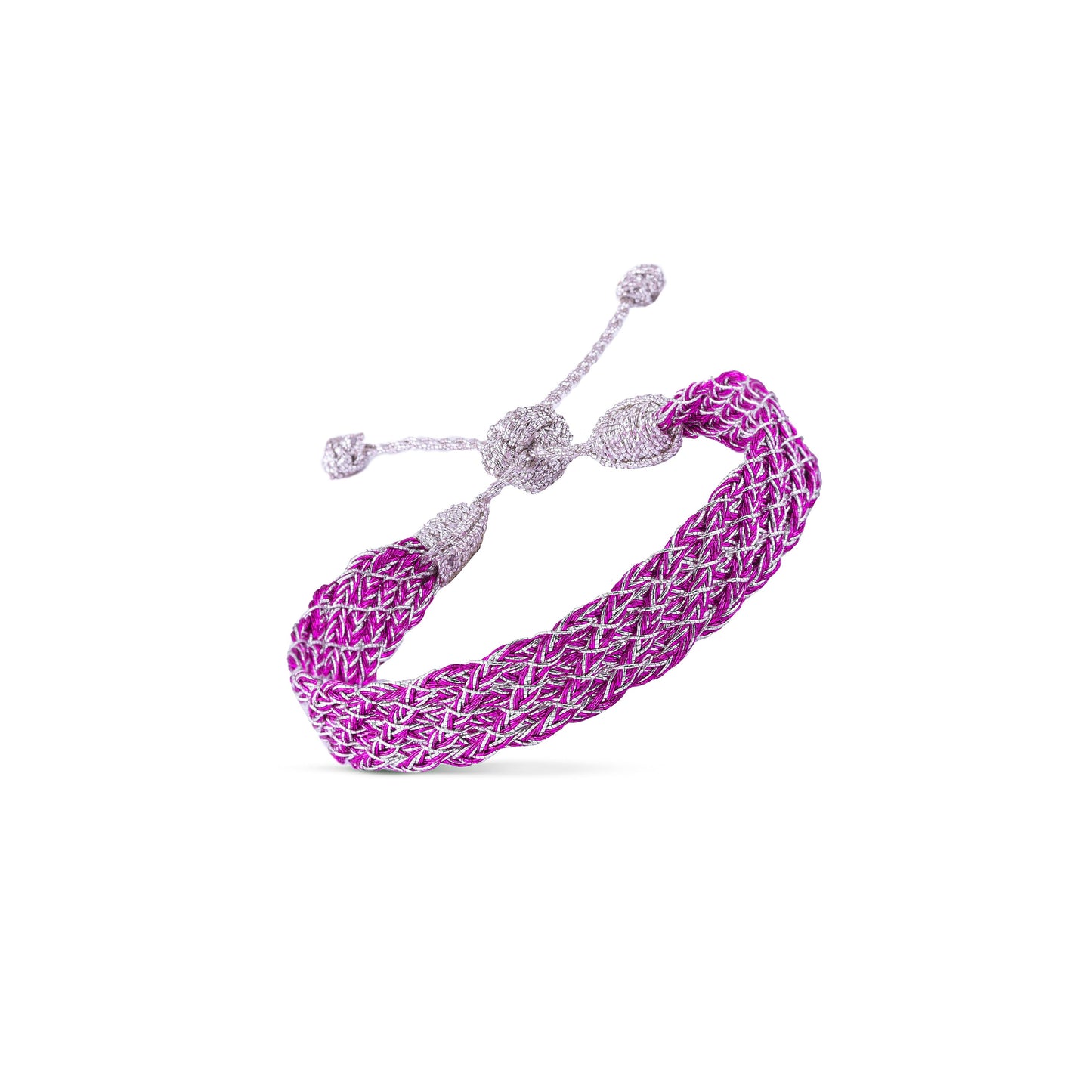 Lines n°1 bracelet in Silver Fuchsia