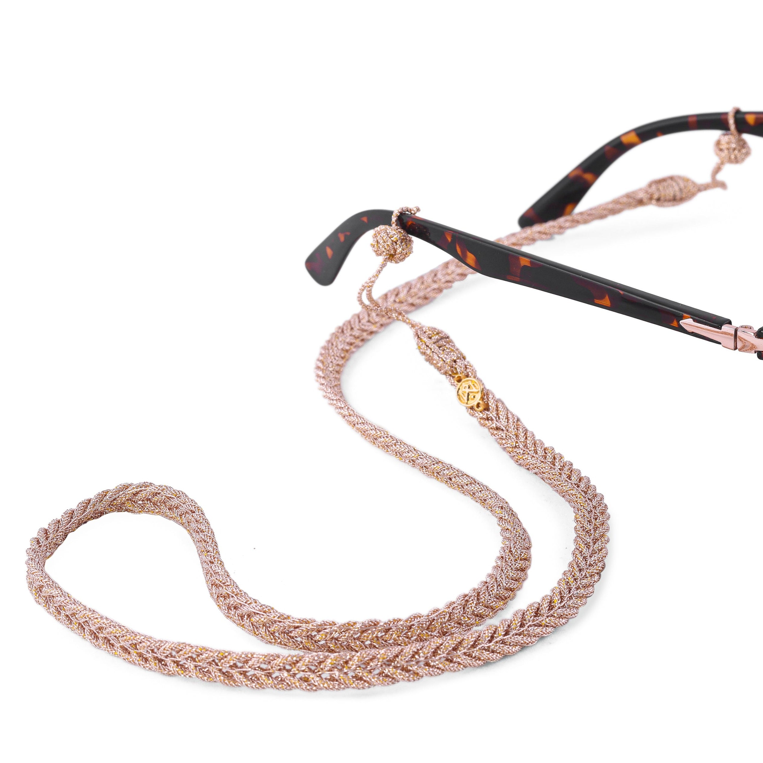 Braided Glasses Strap in Rose Gold