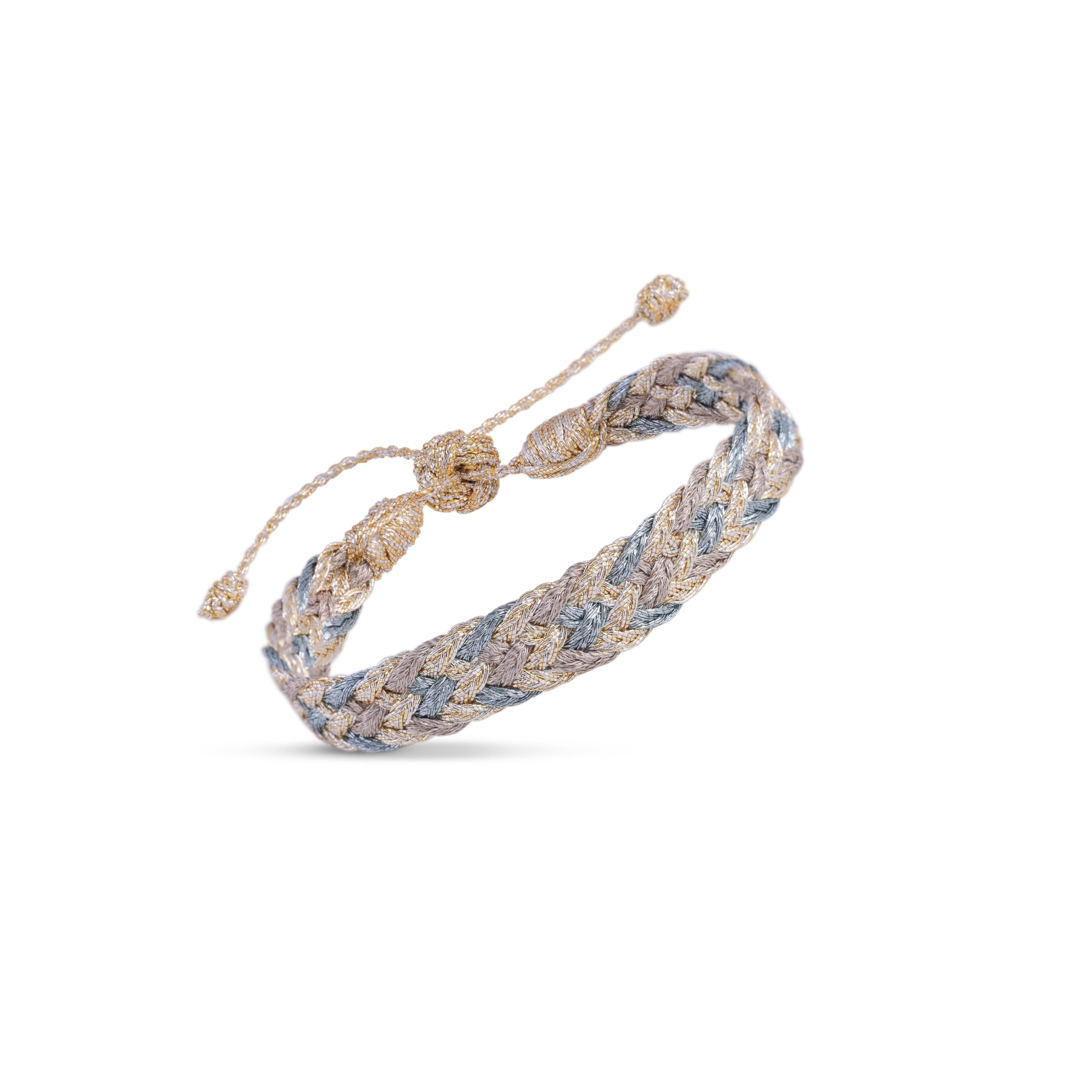Double-U n°2 Bracelet in Gold & Silver Oat Grey