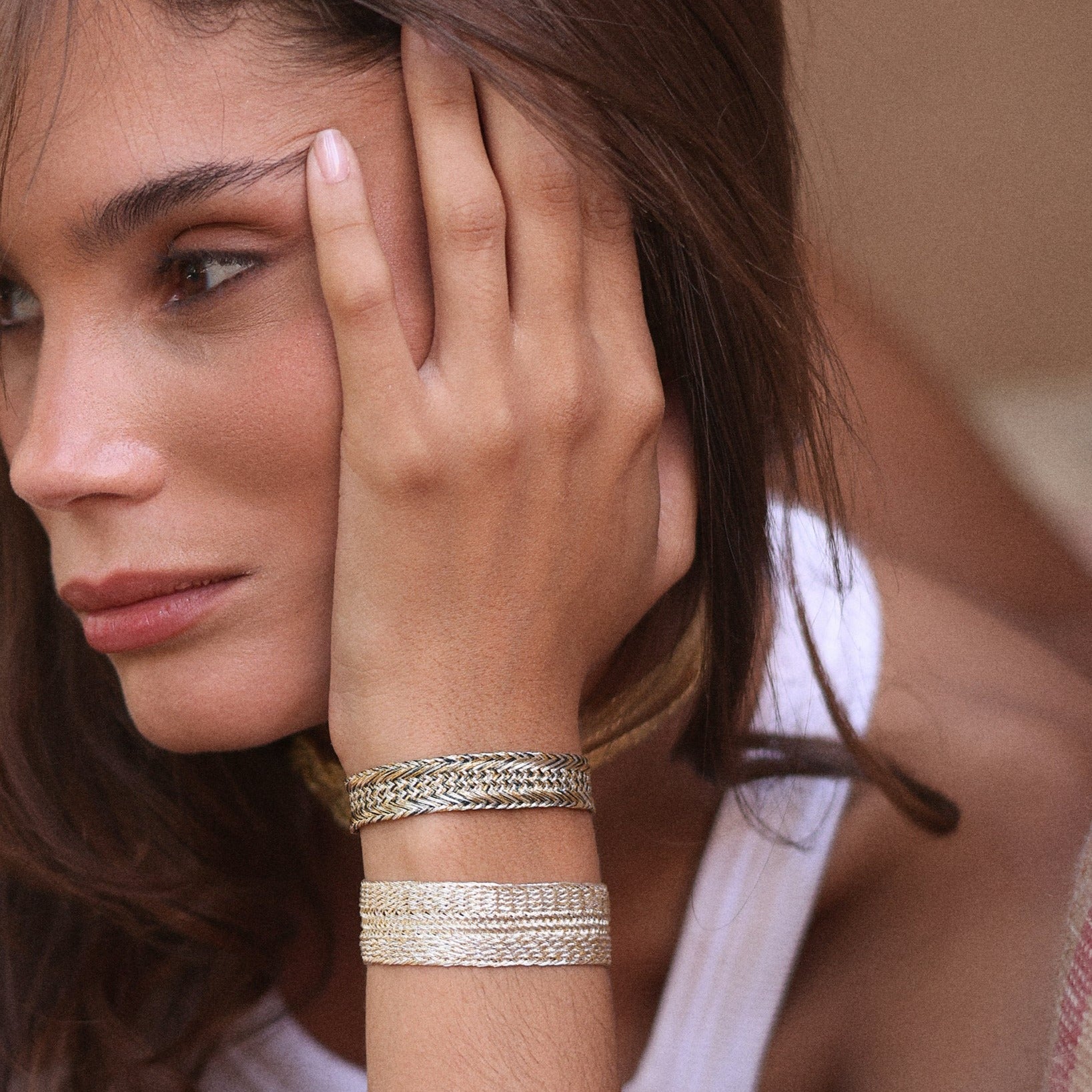 Nerry n°2 Bracelet Gold & Silver Teal Green