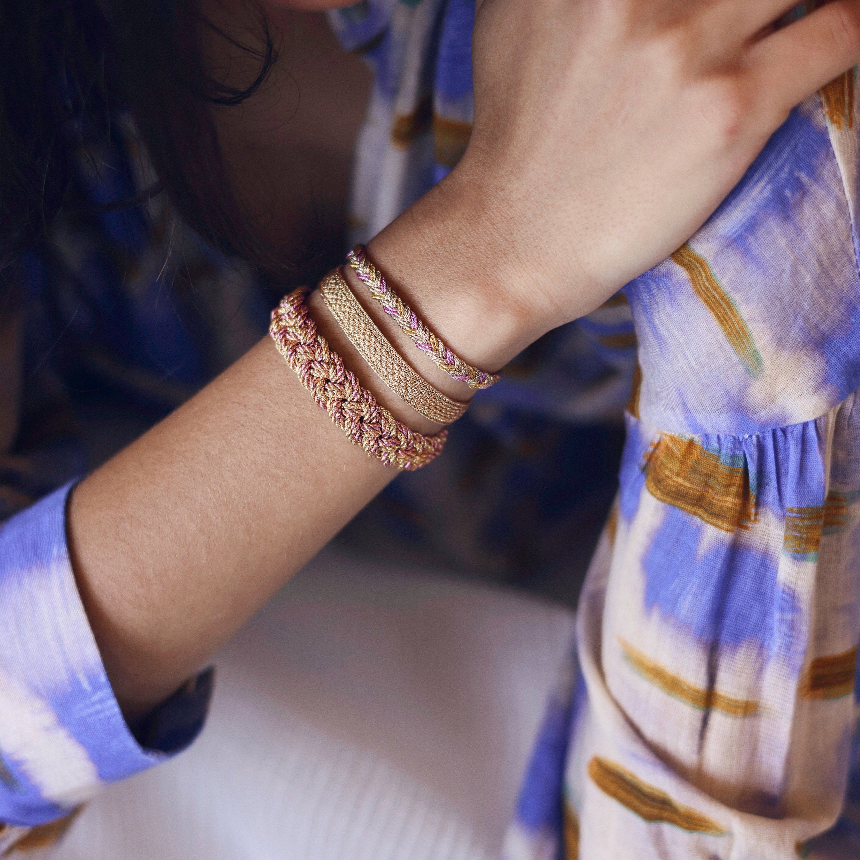 Eya nº2 Bracelet in Rose Gold Amber Hot Pink
