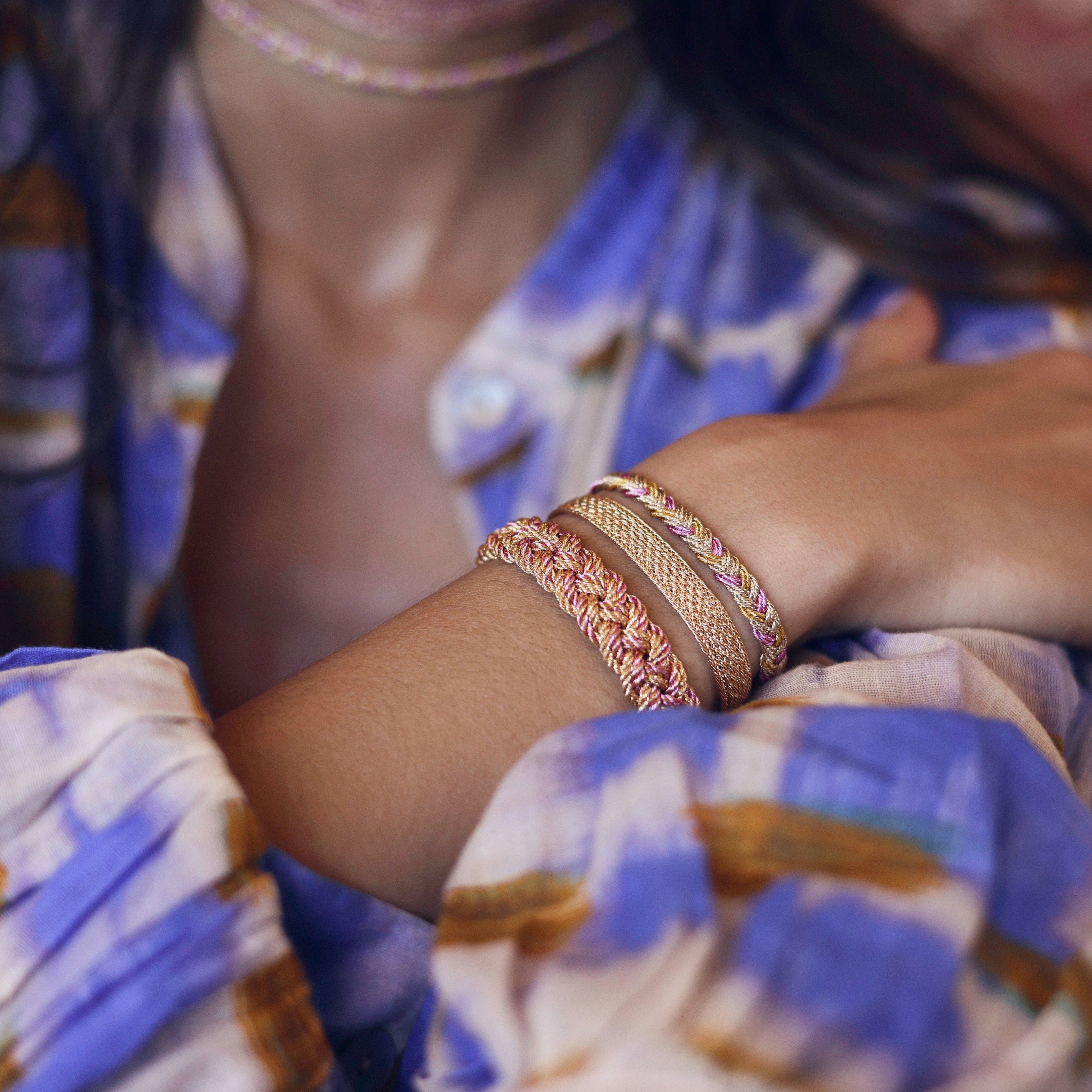 Eya nº2 Bracelet in Rose Gold Amber Hot Pink