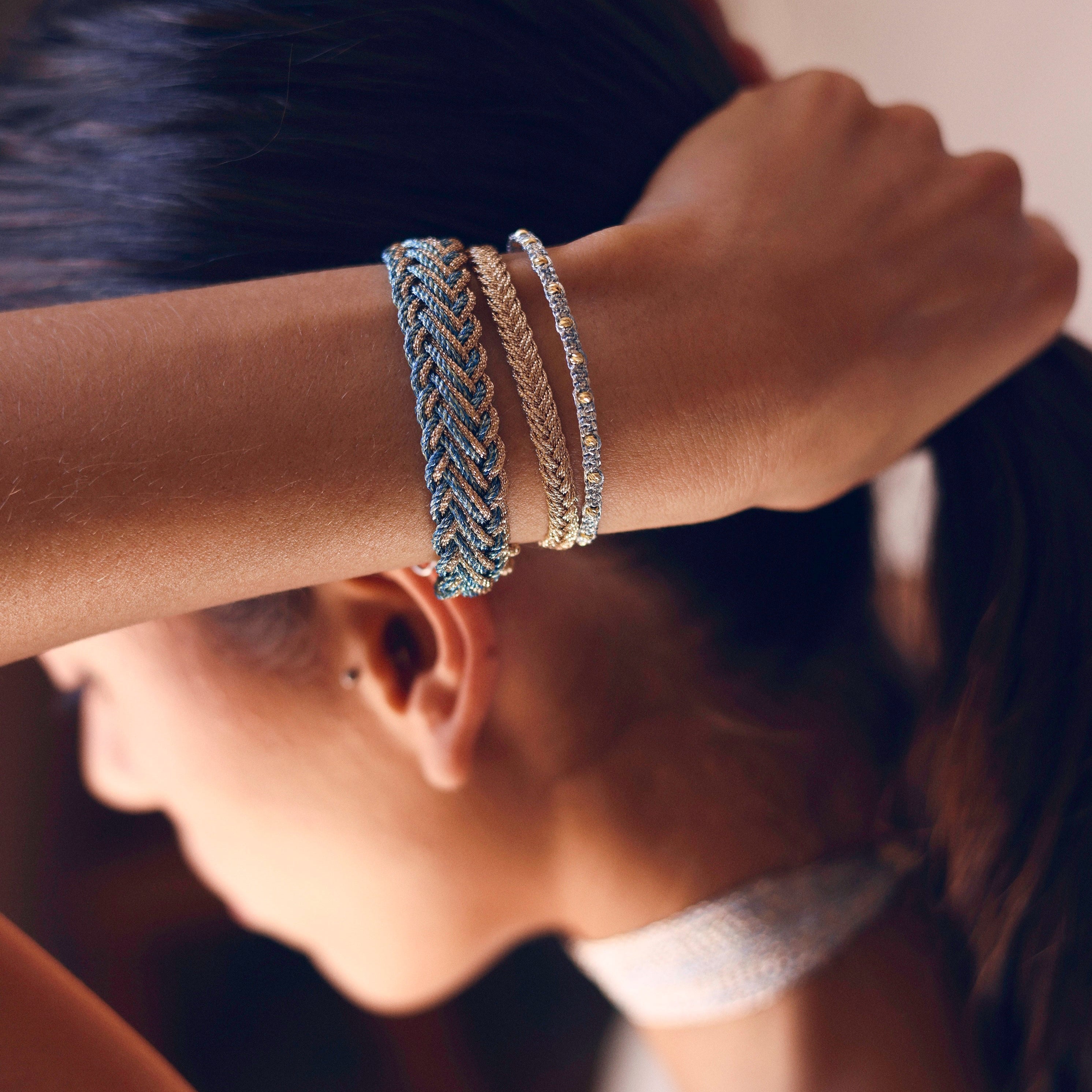 Azal nº2 Bracelet in Rose Gold Denim Sage