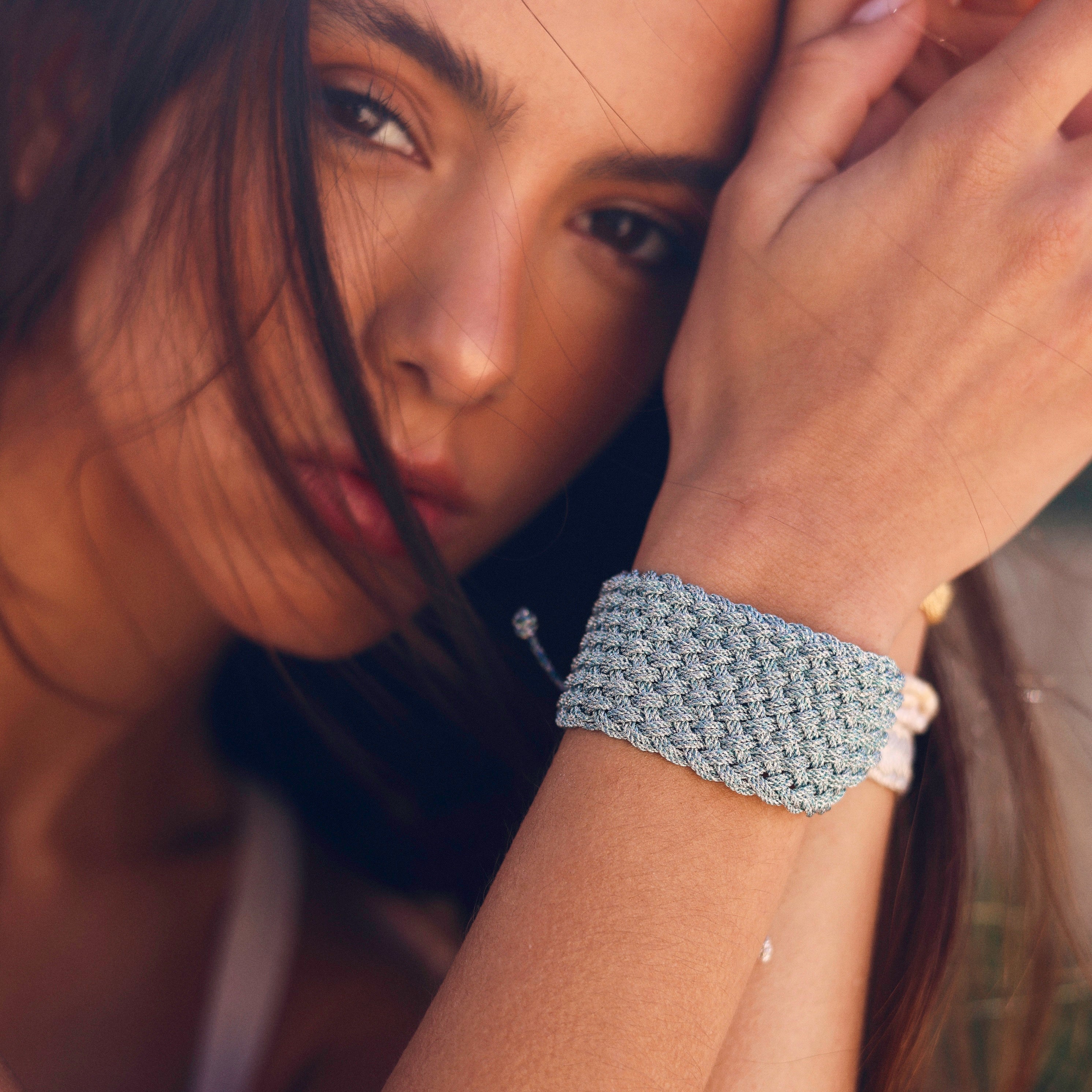 Maxi Diyah nº1 Bracelet in Silver Cyan Blue