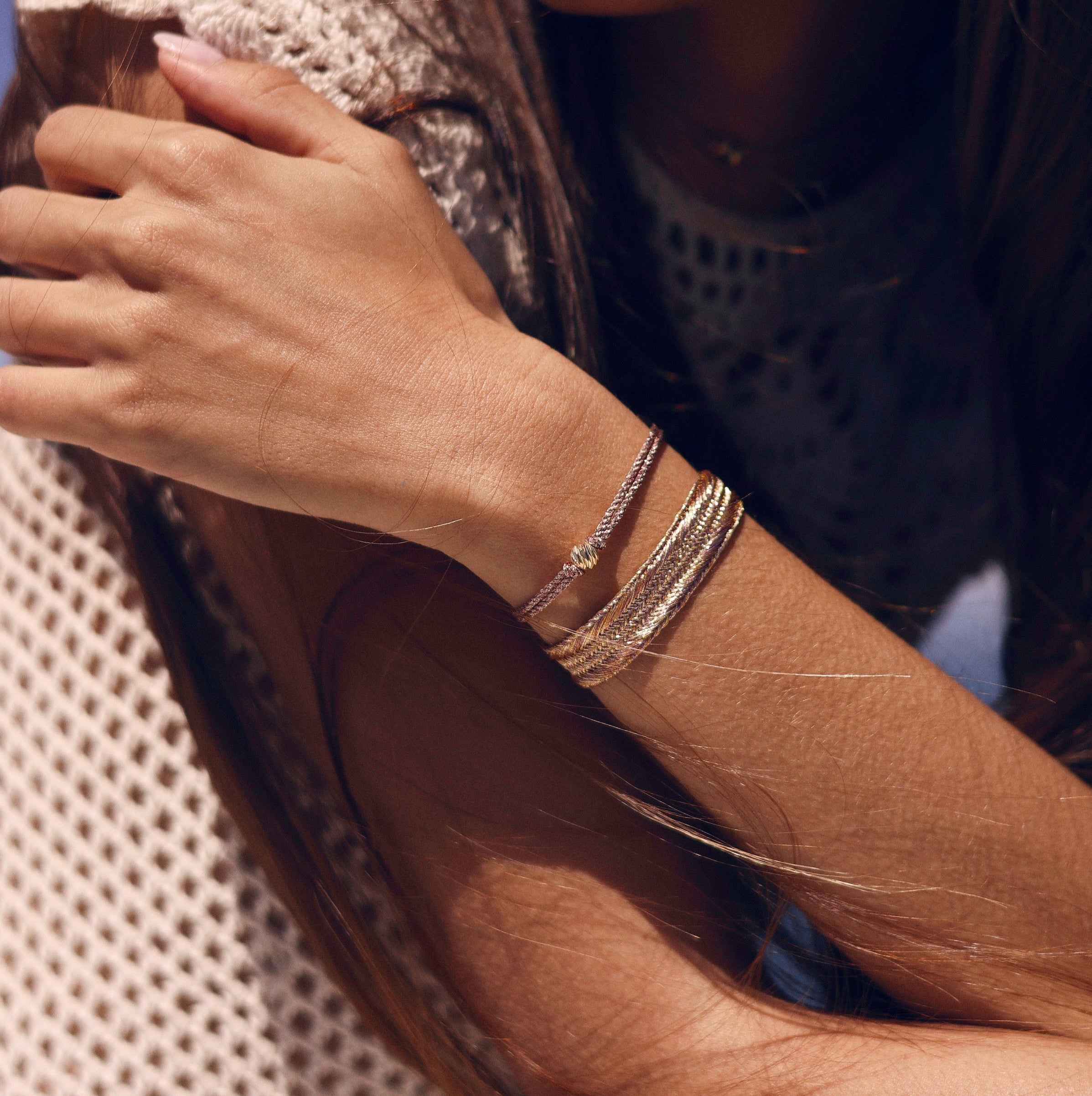 Zina Bracelet in Rose Gold Muted Burgundy w/ 18k gold