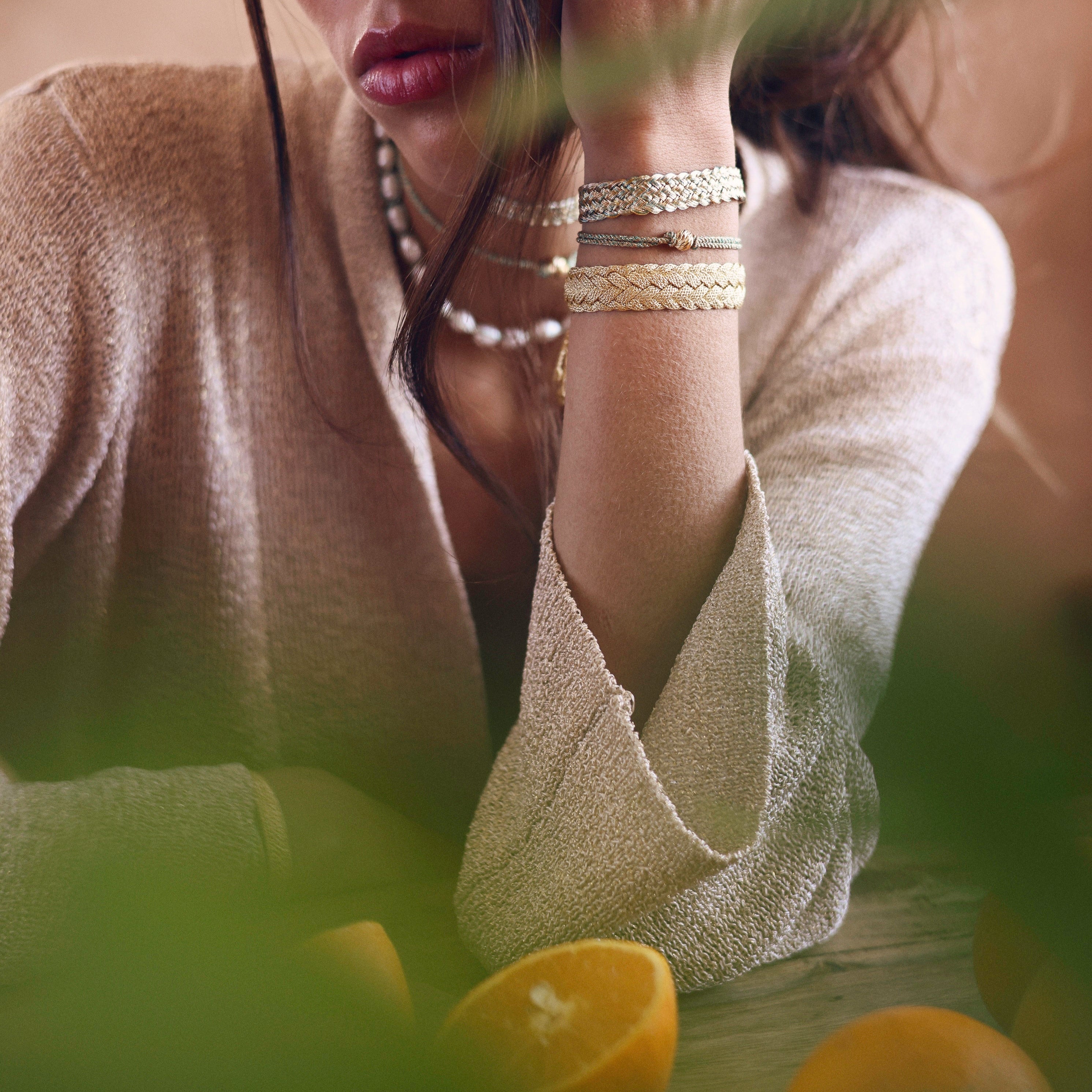 Bracelet Zina en Peach Geranium avec or 18 carats