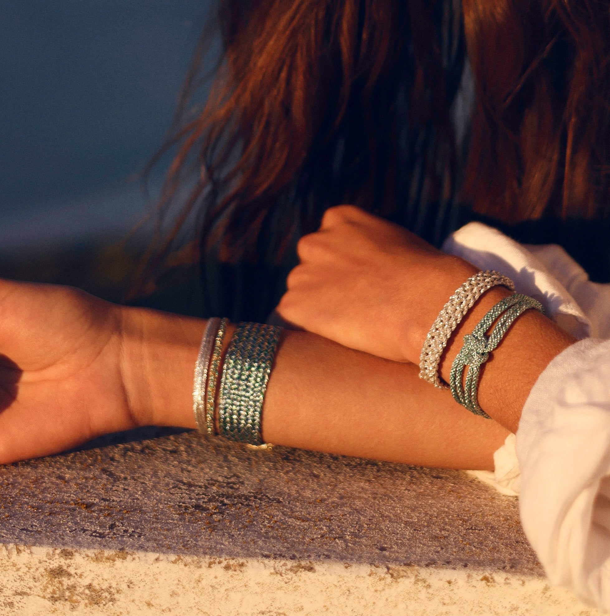 Maxi Ania nº1 Bracelet in Gold & Silver Cactus Green