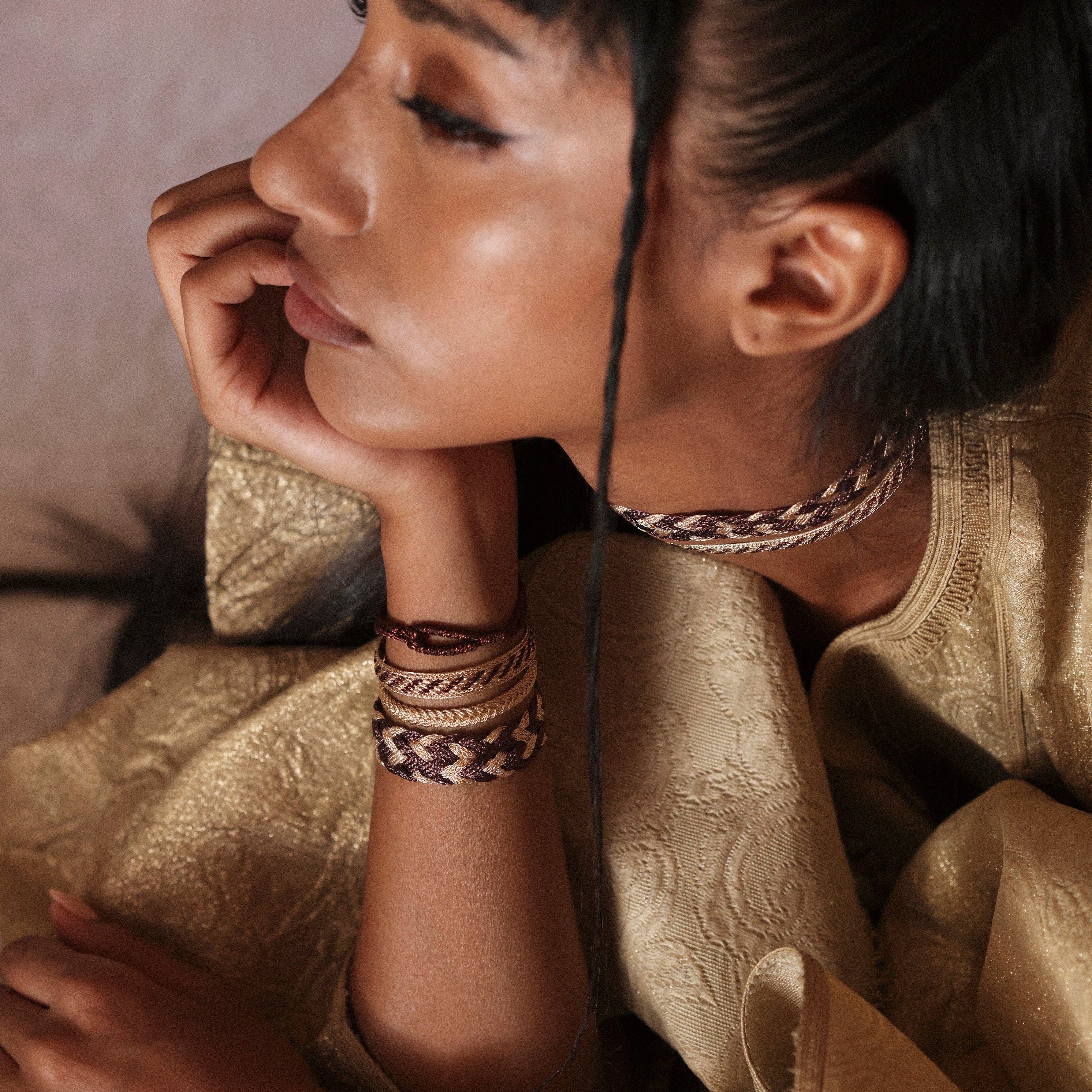 Duo Bracelet Izy nº2 in Rose Gold Choco Brown + Eya RG