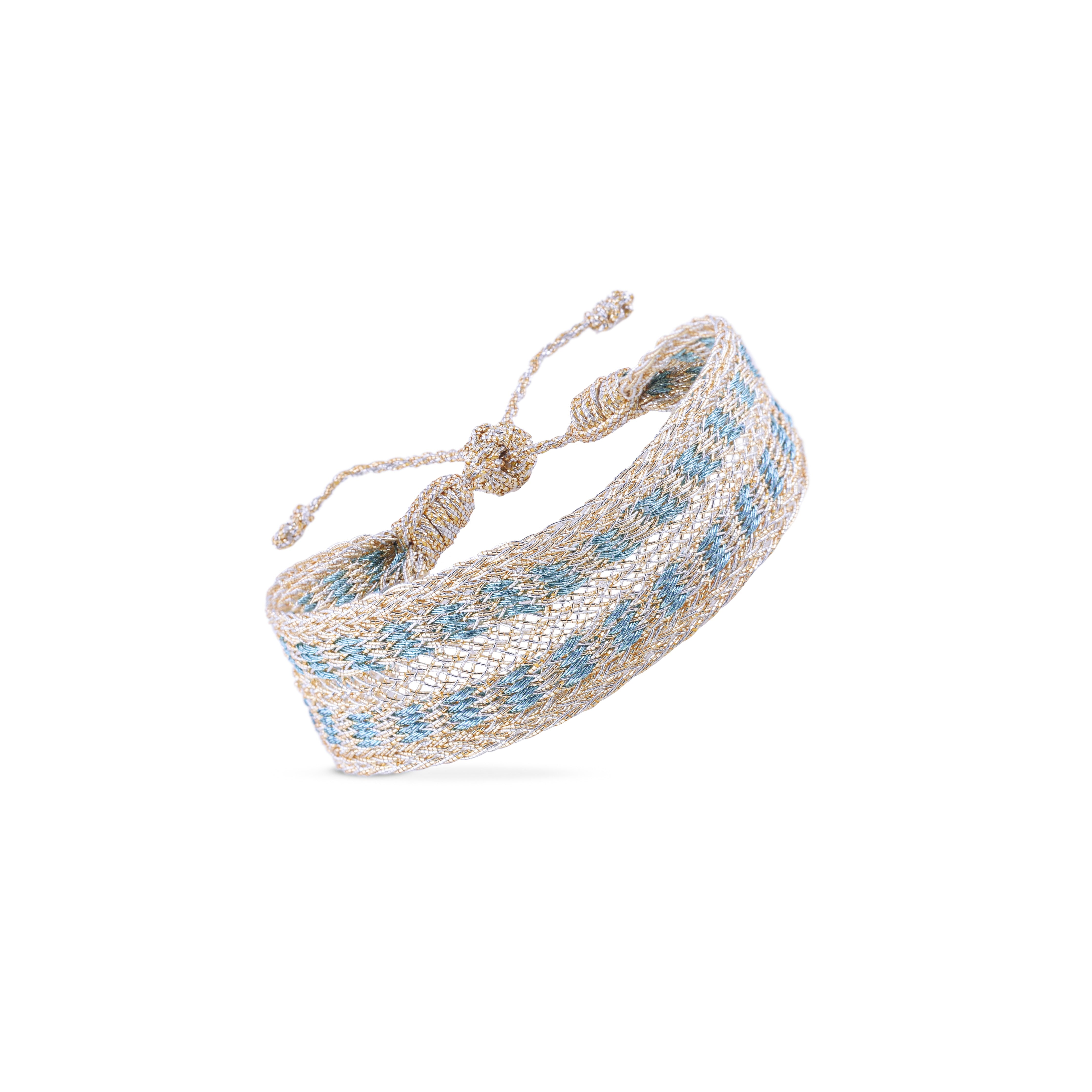 Maxi Yula n°2 Bracelet in Gold & Silver Sky Blue