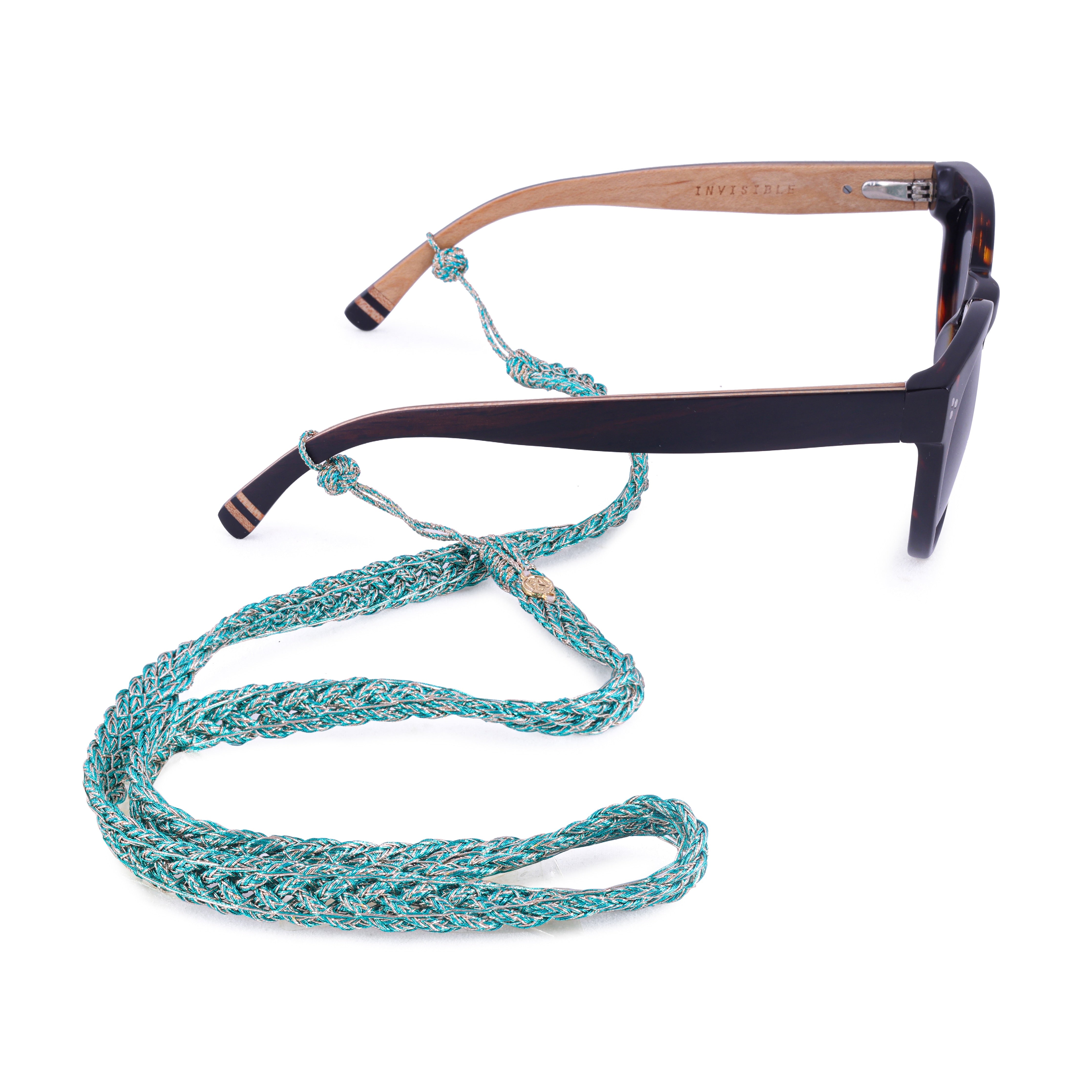 Maxi Braided Glasses Strap in Tiffany Blue