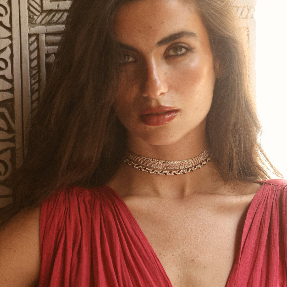Eya nº2 Choker in Gold & Silver Merlot Blush