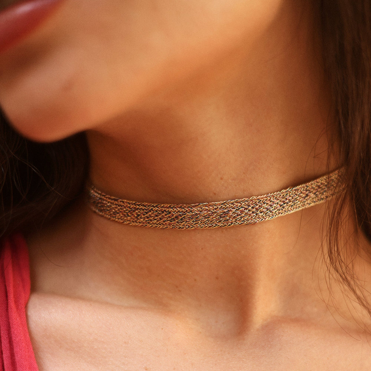 Izy nº1 choker Gold Petrol Burgundy