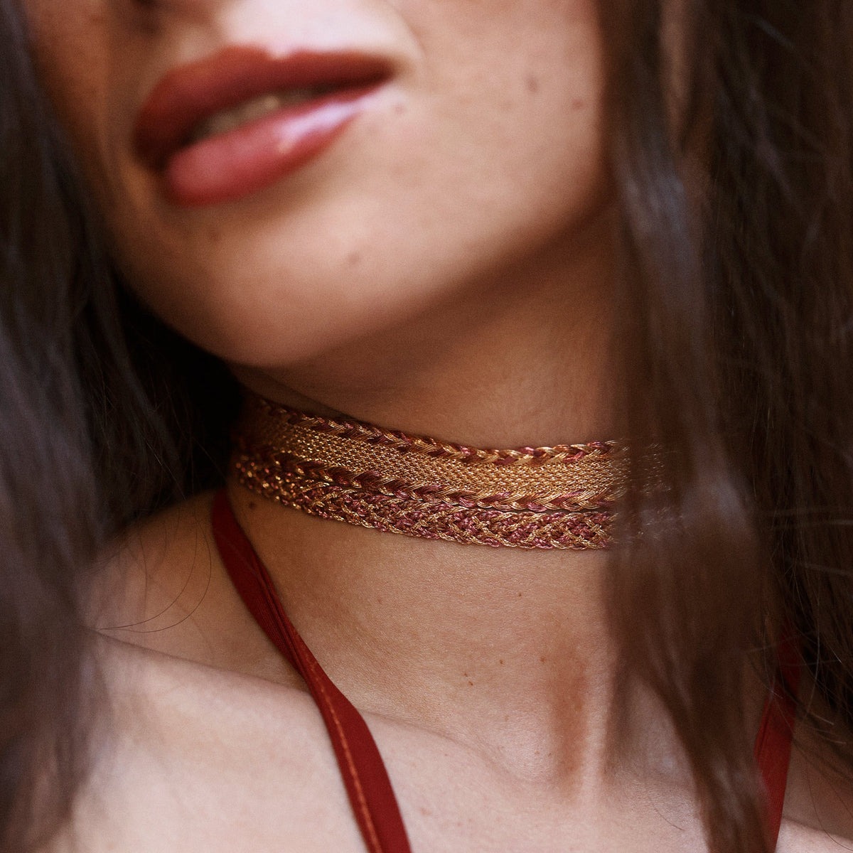 Noor nº2 Choker in Peach Muted Terracotta