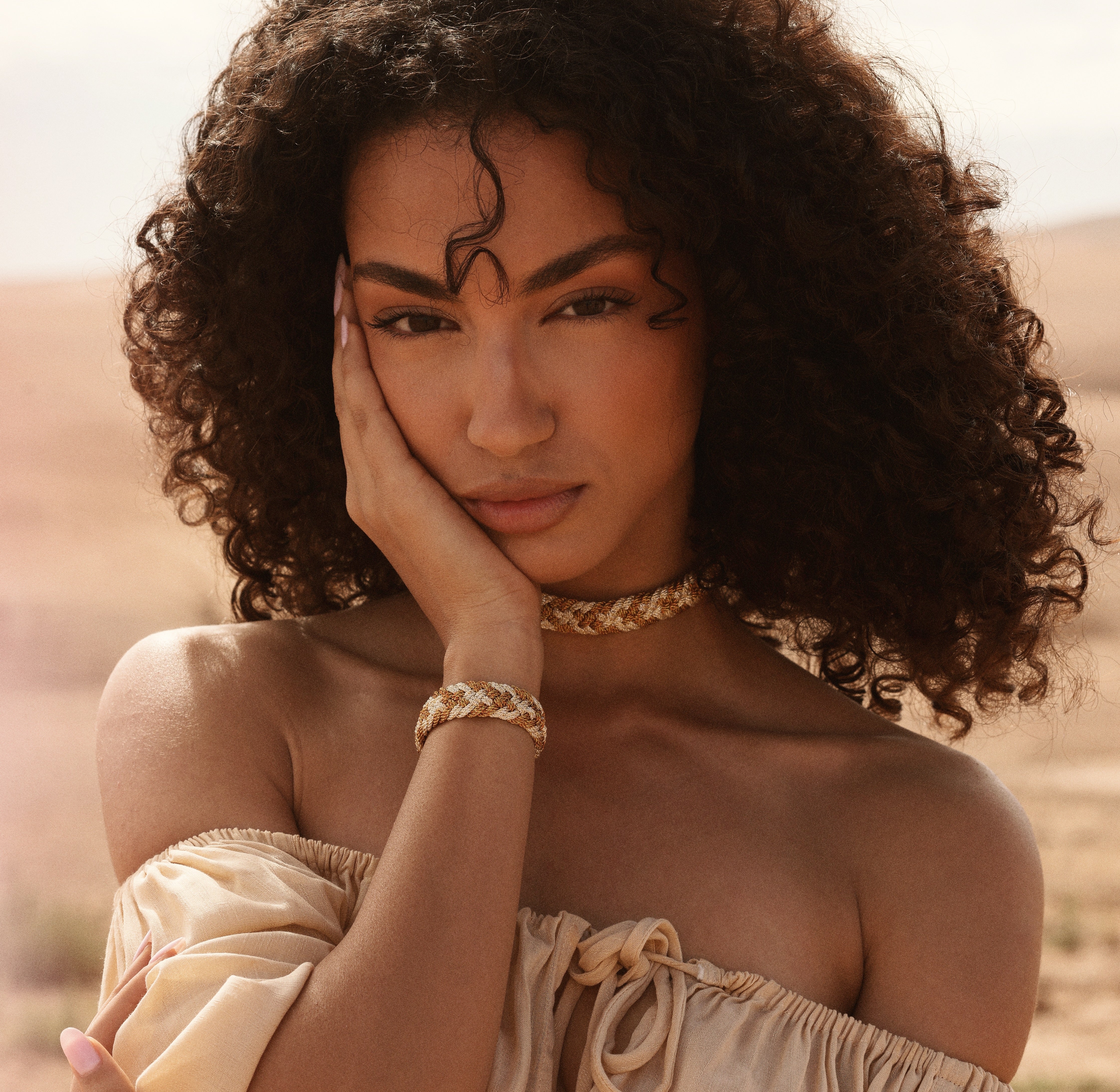 Zena II Choker in Gold & Silver Ginger