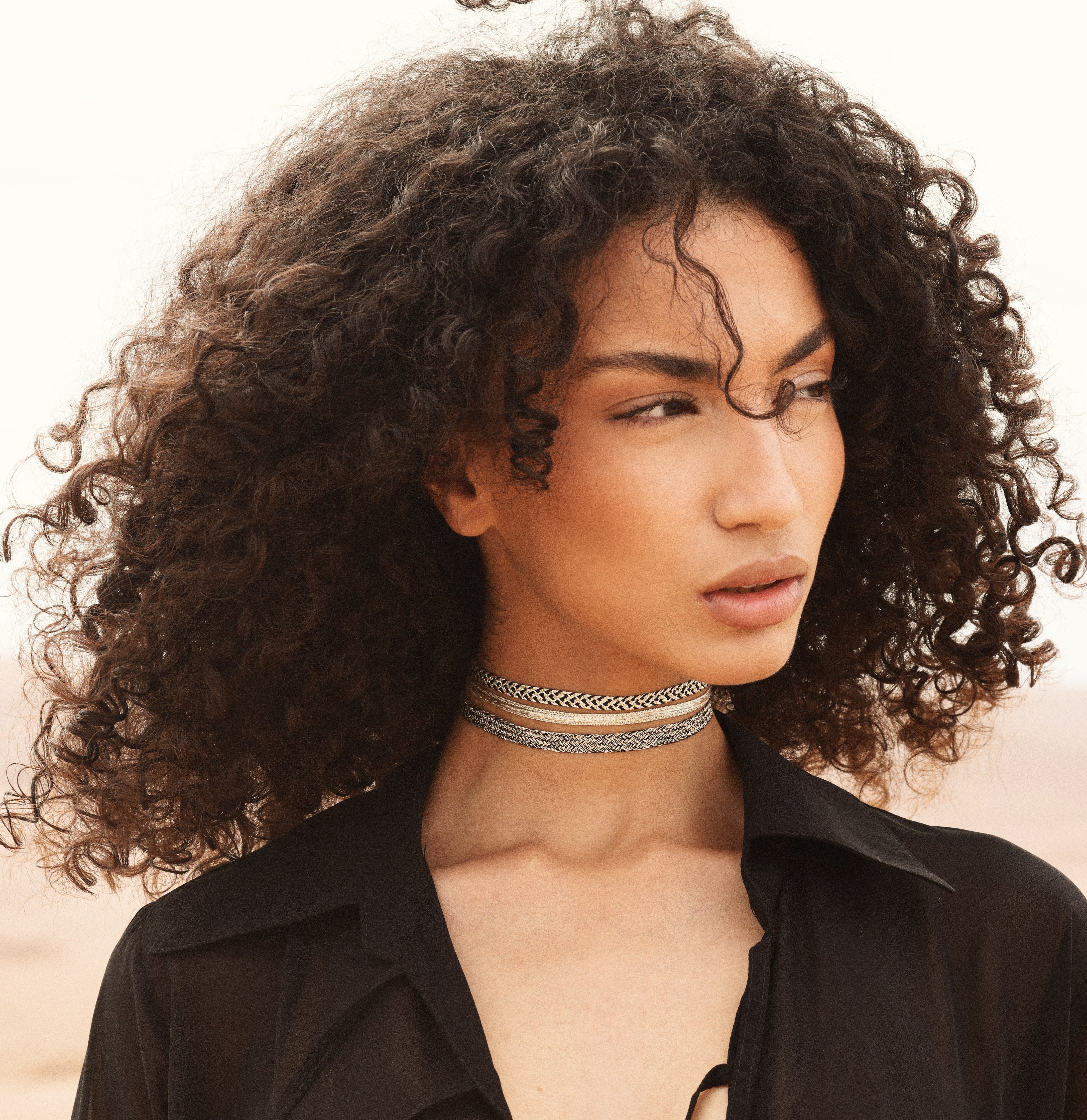 Ania n°1 Choker in Peach & Silver Ebony