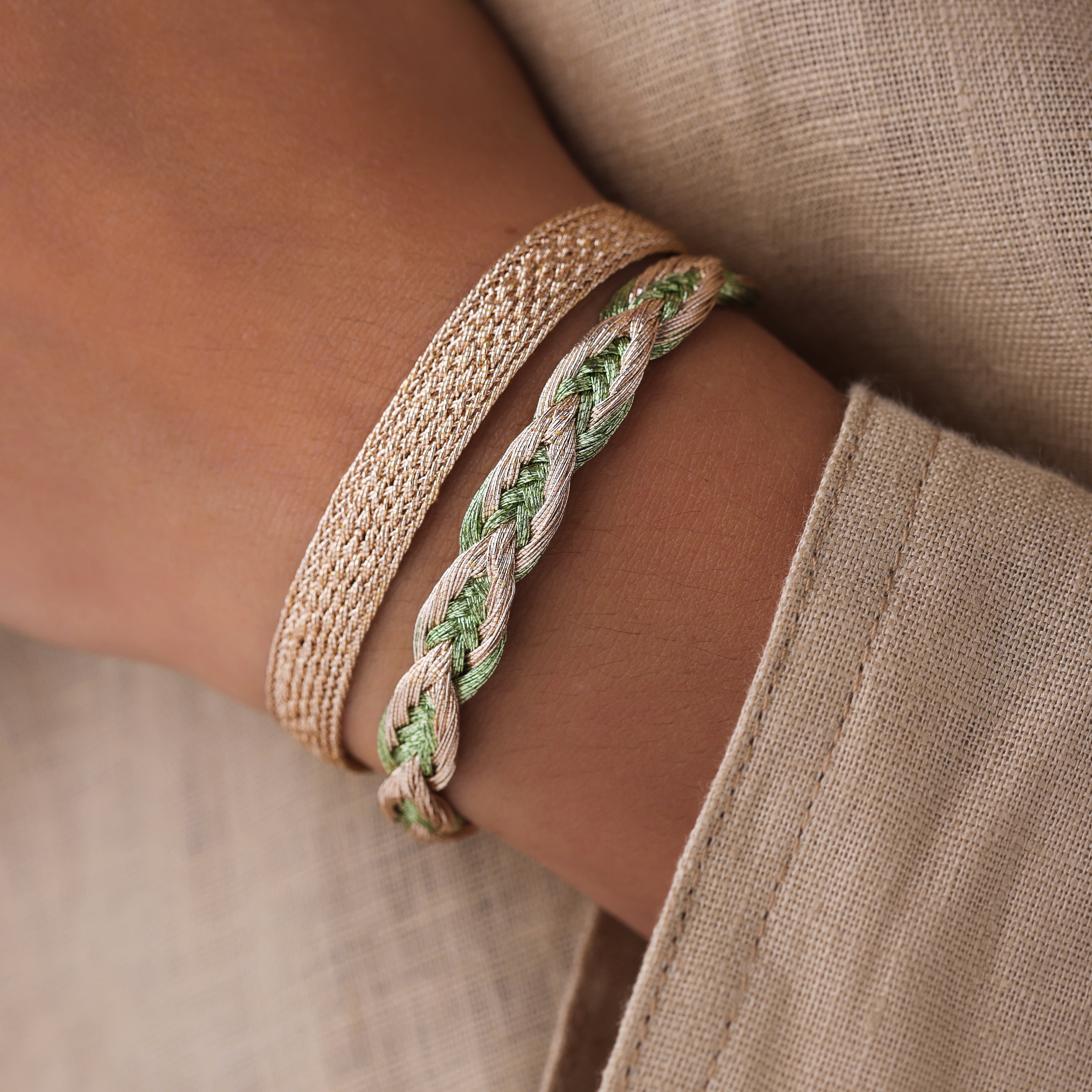 Leaf n°2 Bracelet in Rose Gold Pistachio