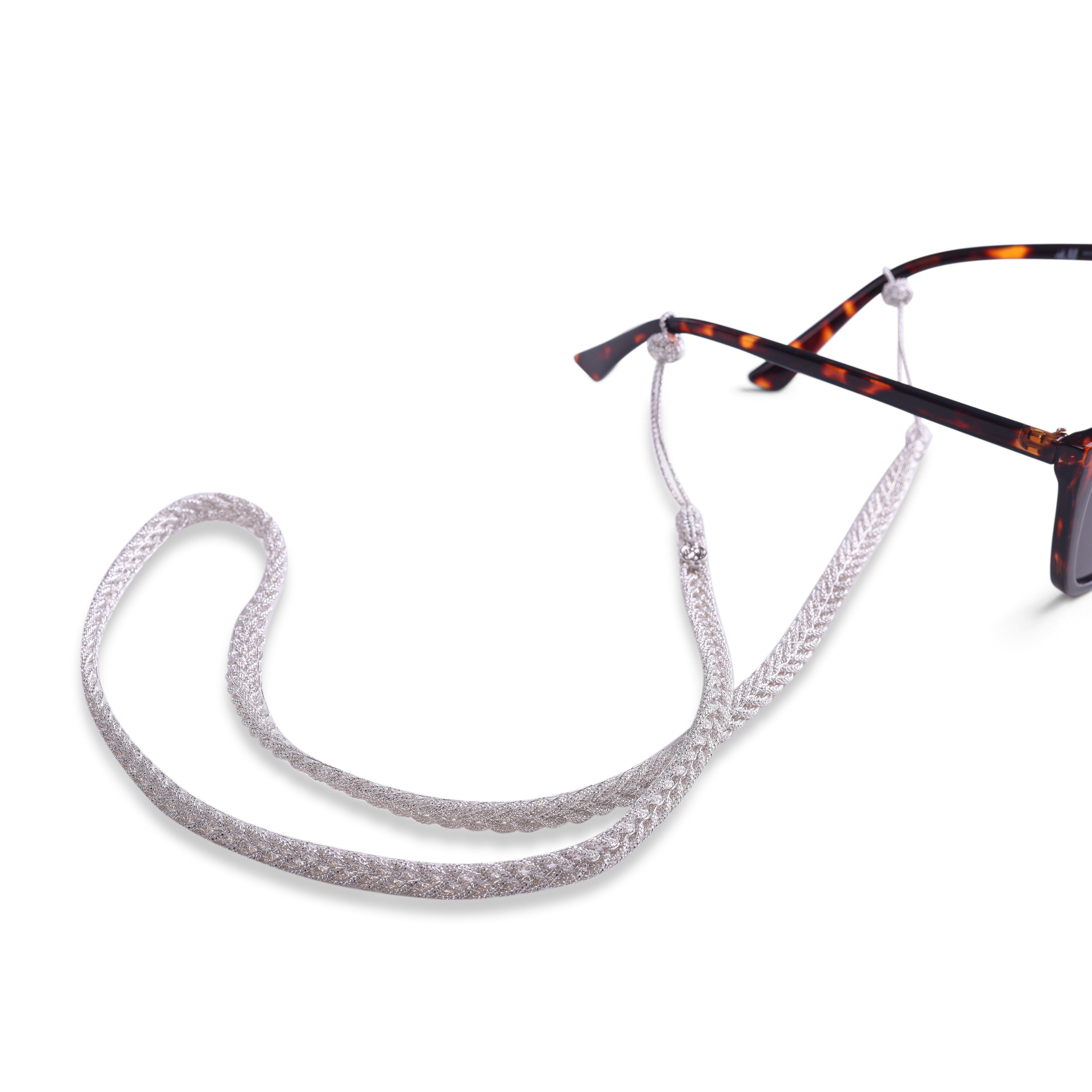 Braided Glasses Strap in Silver