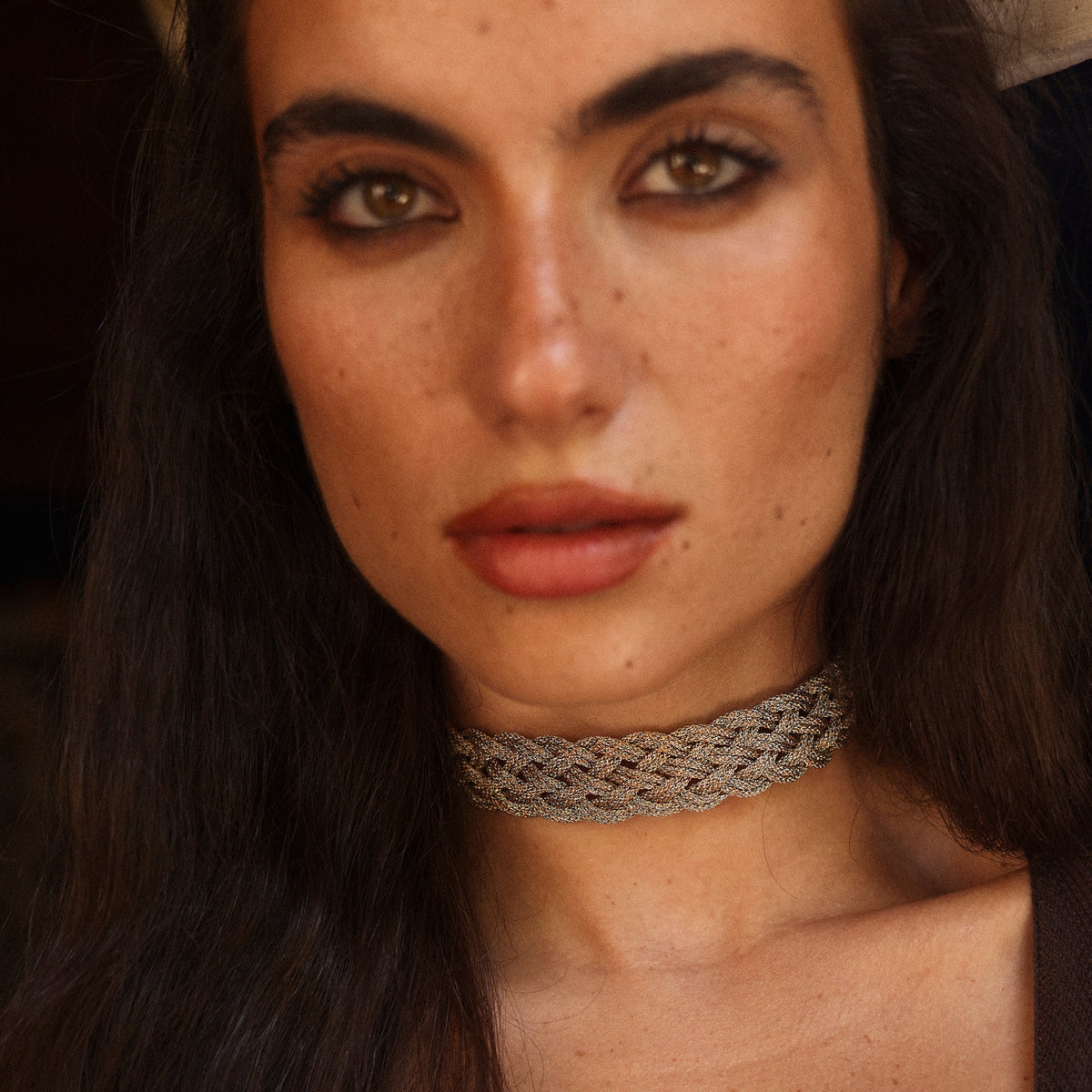 Shamsa nº1 Choker in Peach Granite Grey