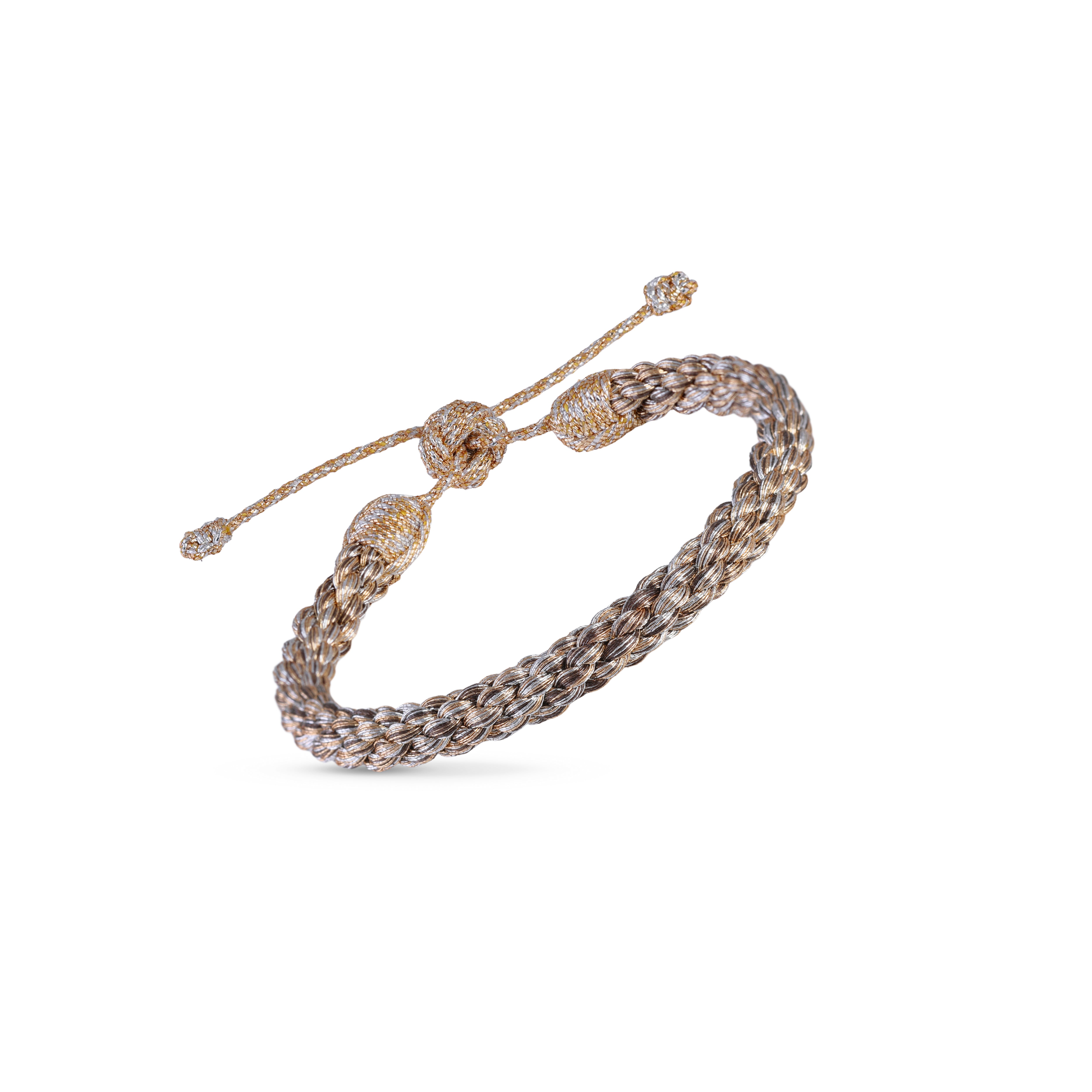 Cordea nº1 Bracelet in Peach & Silver Rustic Brown