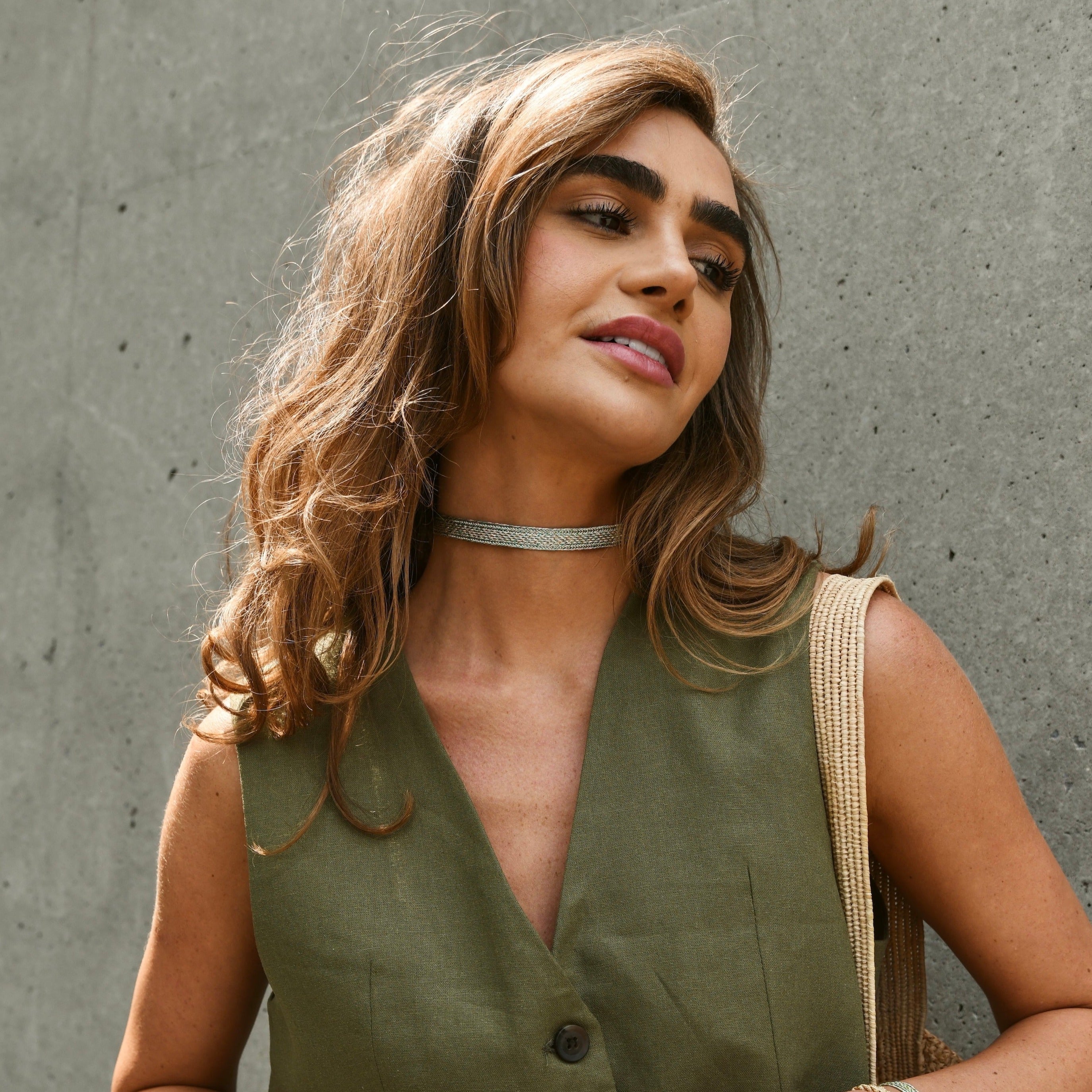 Izy n°1 choker in Gold & Silver Tiffany Blue