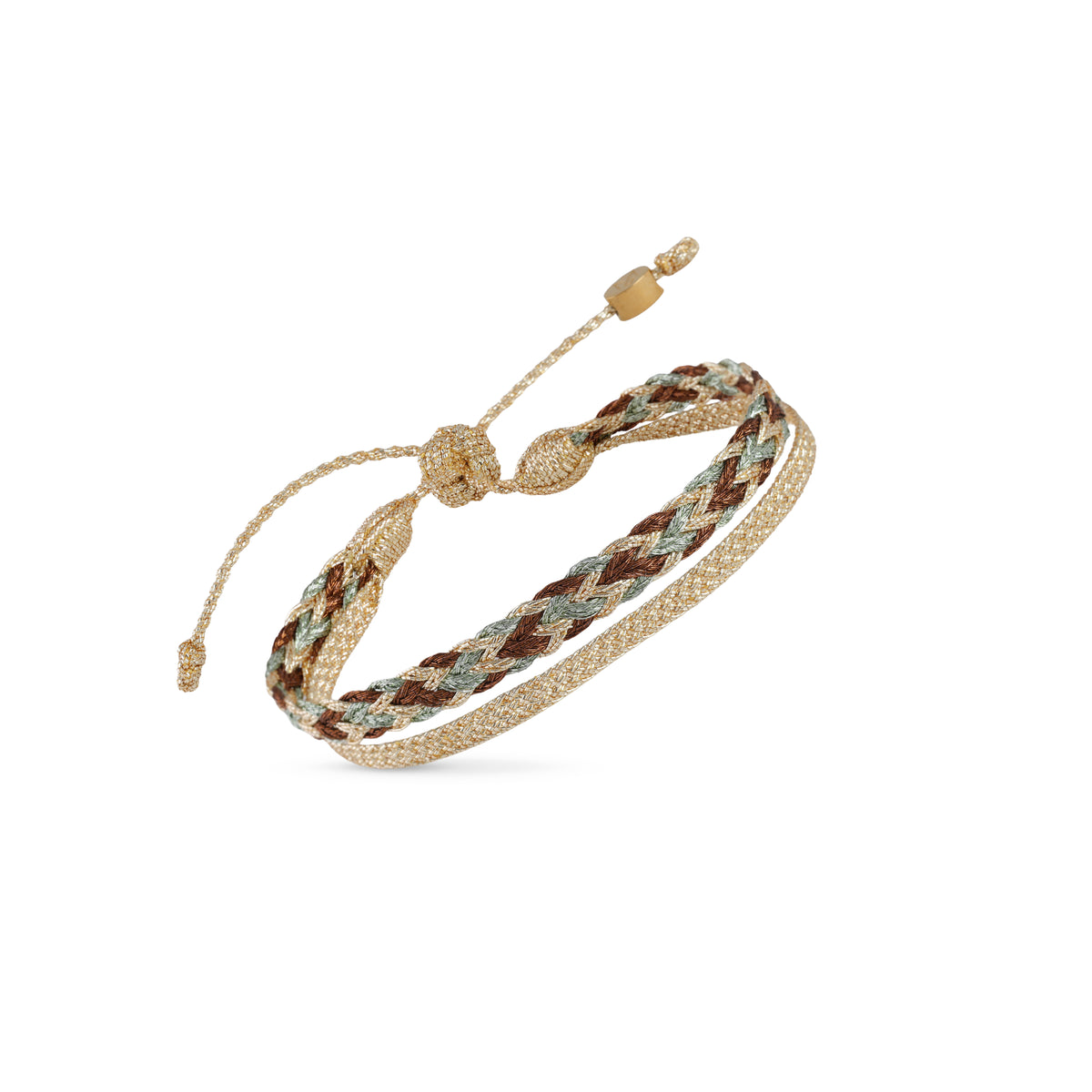 Duo Bracelet Zyn nº2 in Gold Pistachio Chestnut + Mini Zaya Gold