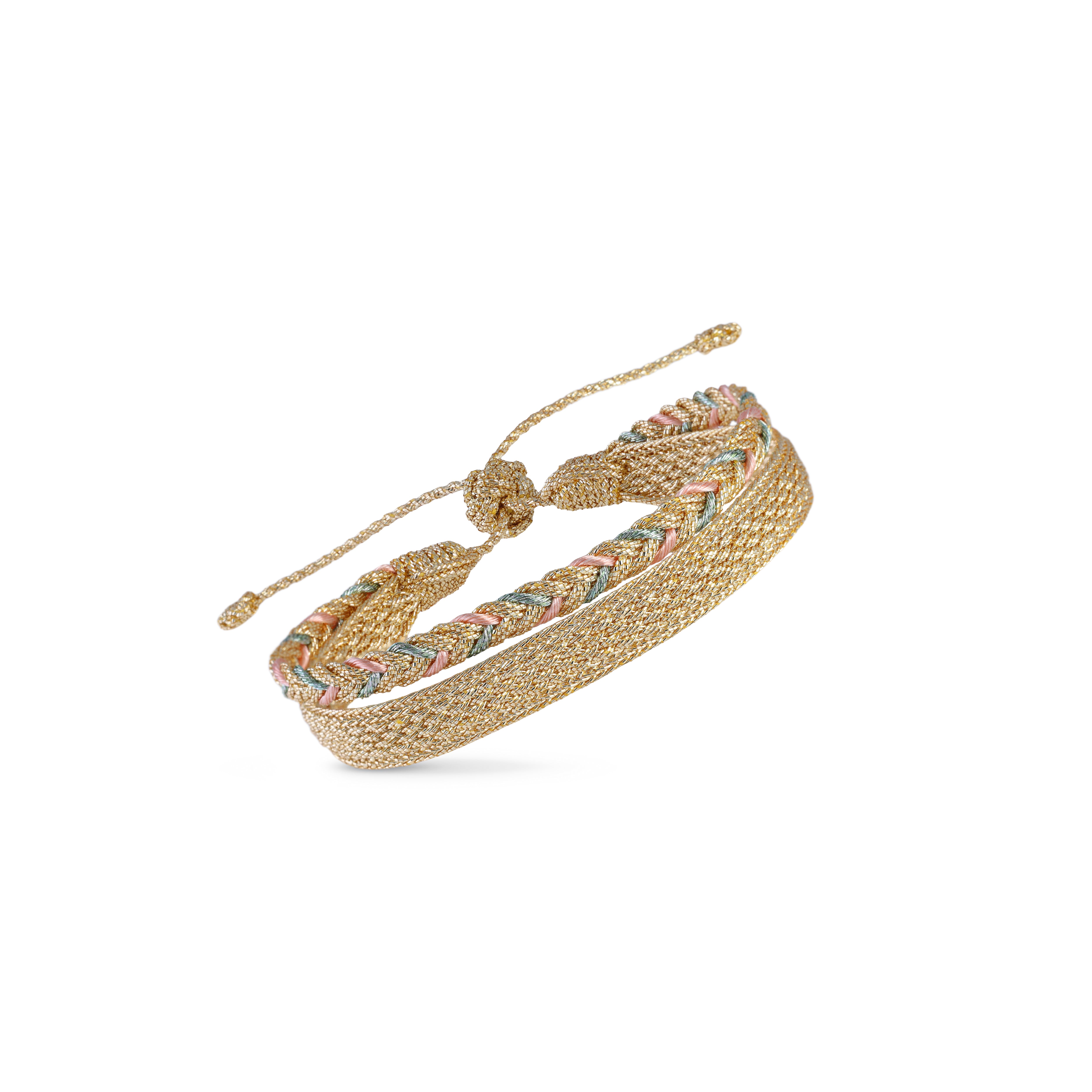 Duo Bracelet Eya nº2 in Gold Light Basil + Izy Gold