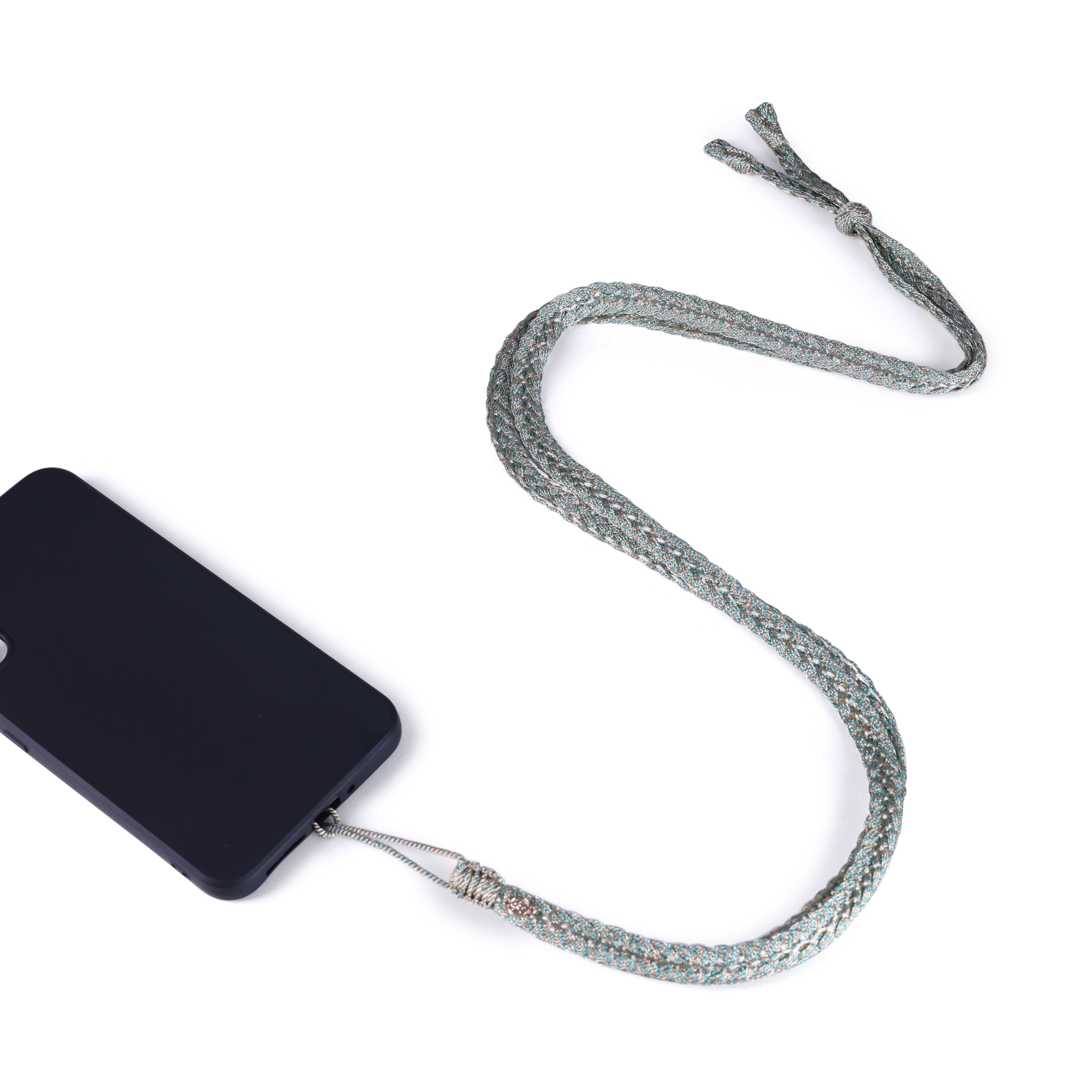 Flat Braided Phone Strap in Peach light jade
