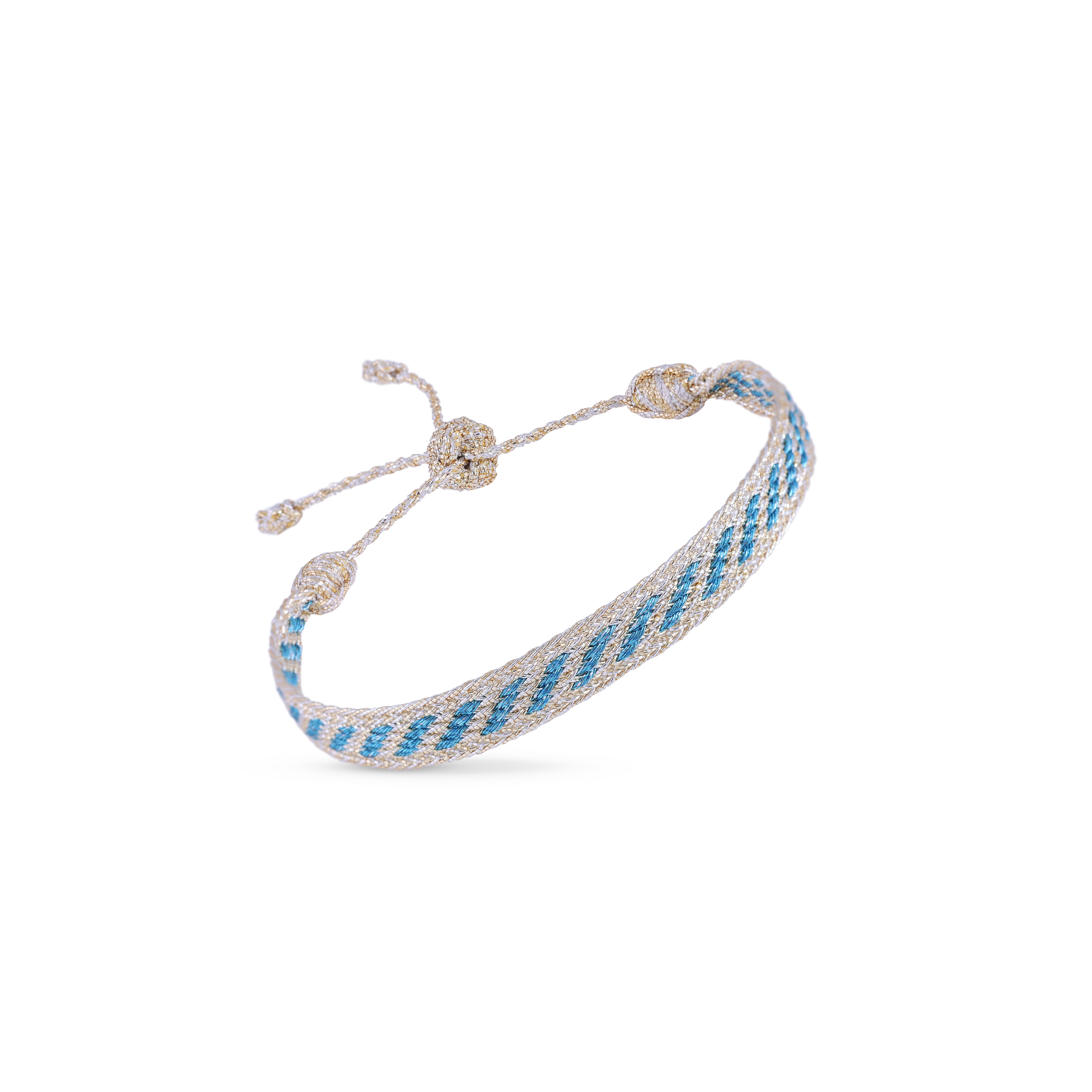 Izy nº2 Bracelet in Gold & Silver Ocean Blue