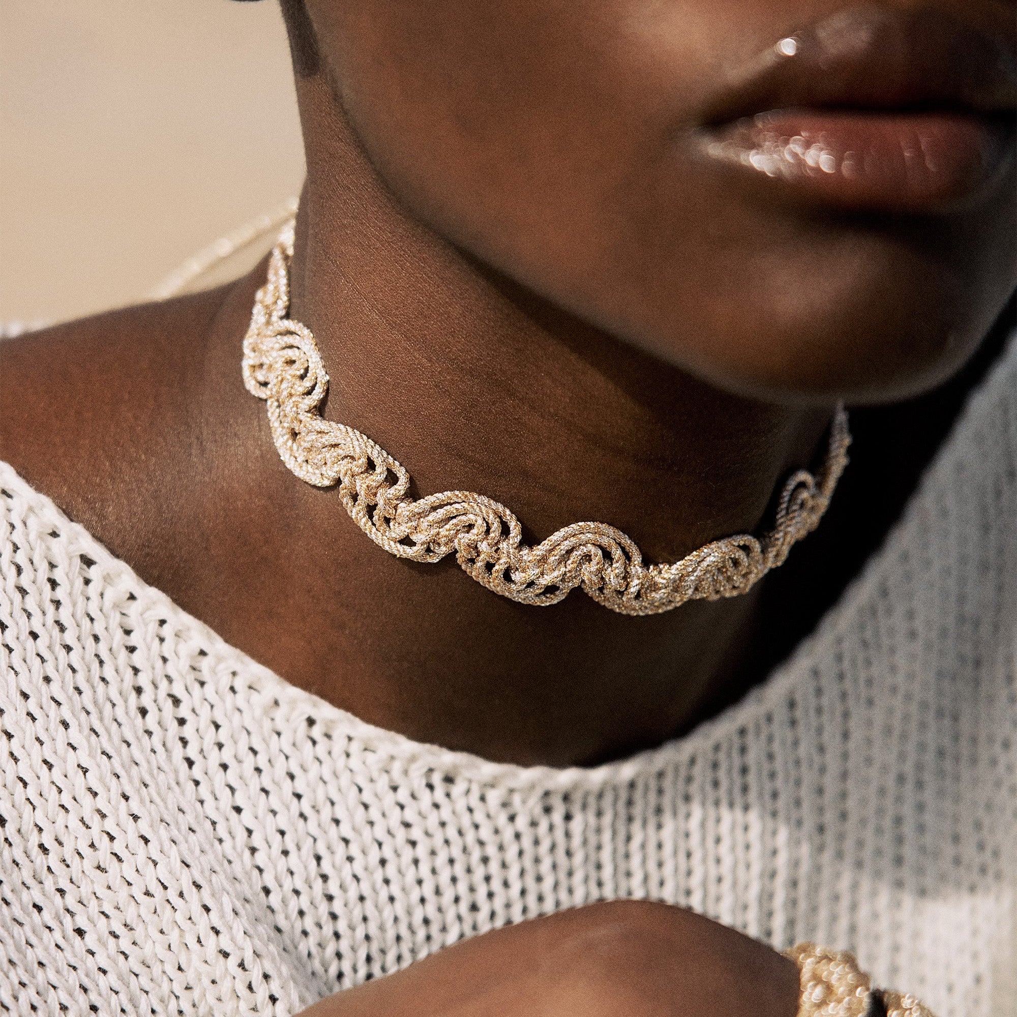 Isina Choker Peach & Silver