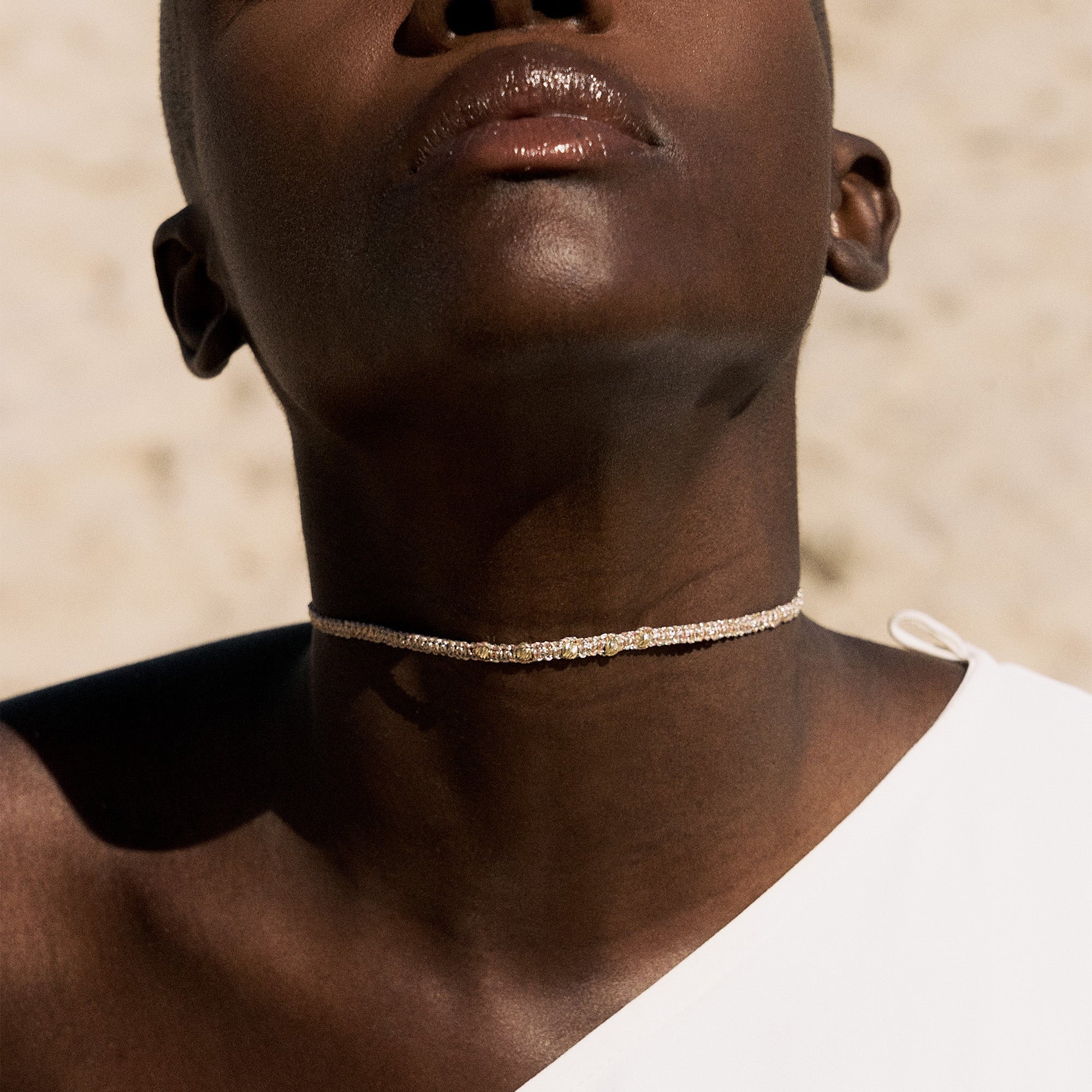 Zina Khams 18K Gold necklace in Peach Almond Bonbon