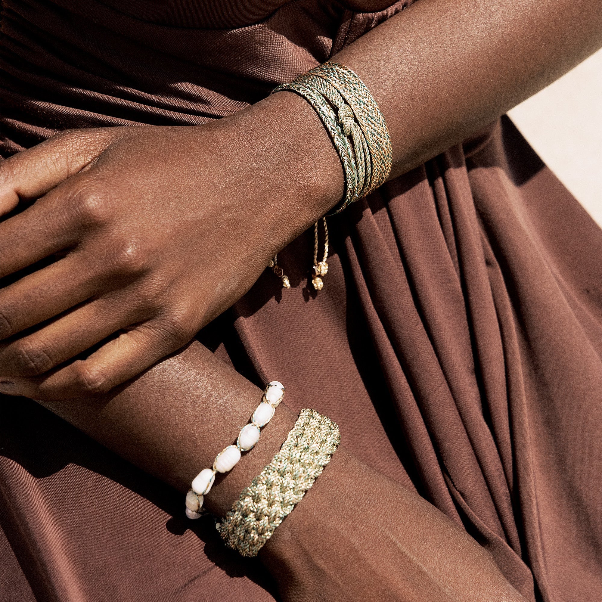 Maxi Anar Bracelet in Gold Teal Cinnamon