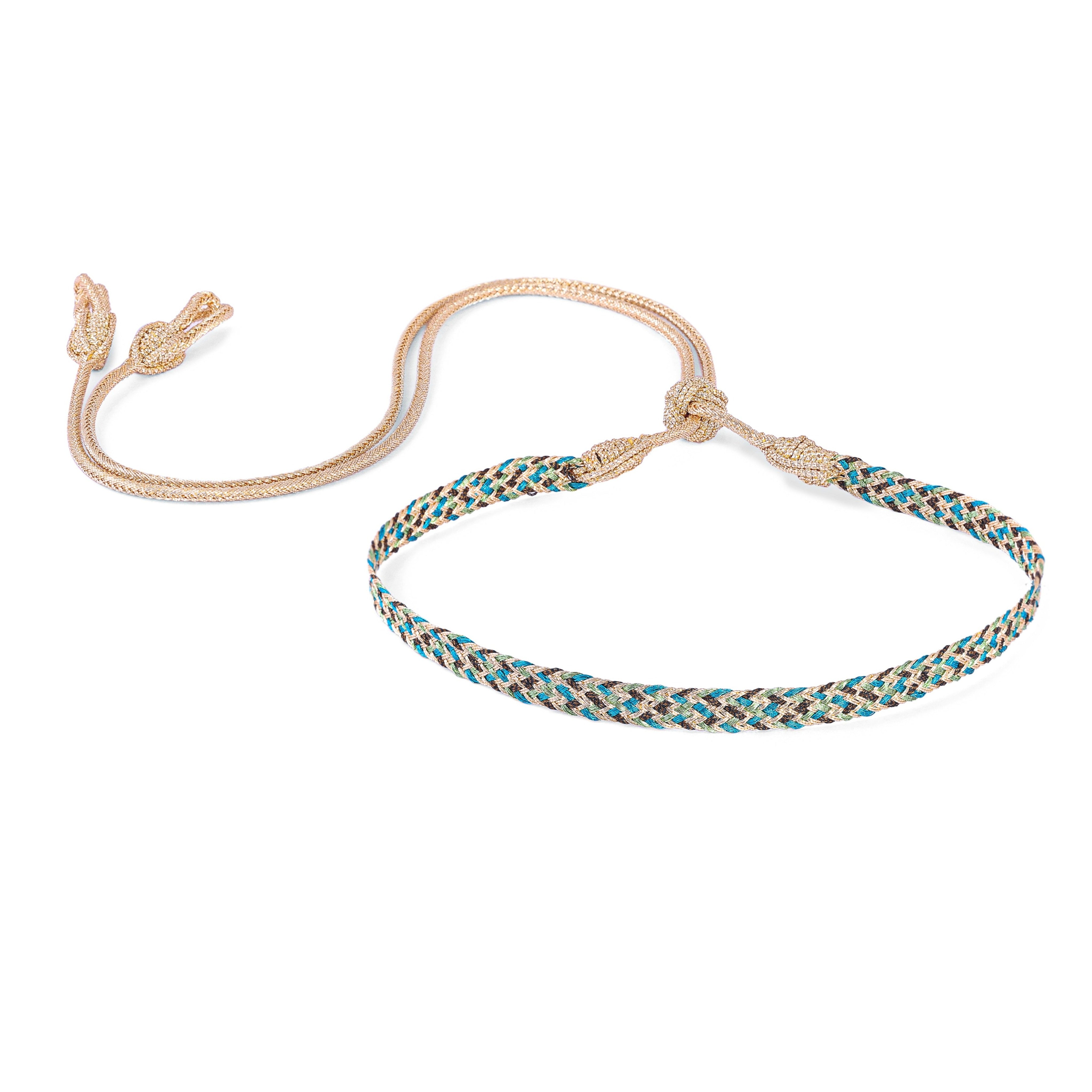 Ania n°2 Choker in Gold Olive Teal Blue