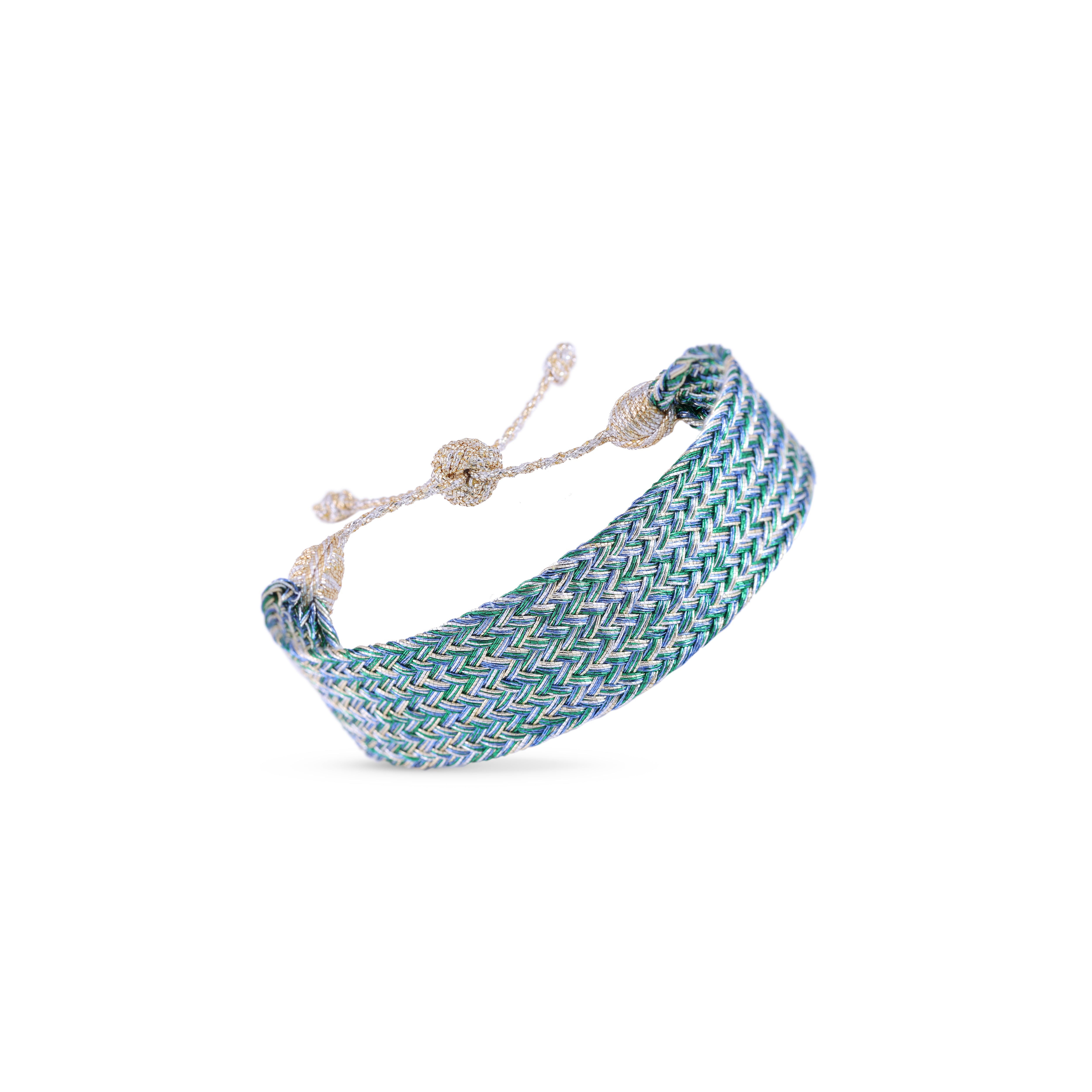 Maxi Ania nº1 Bracelet in Gold & Silver Cactus Green