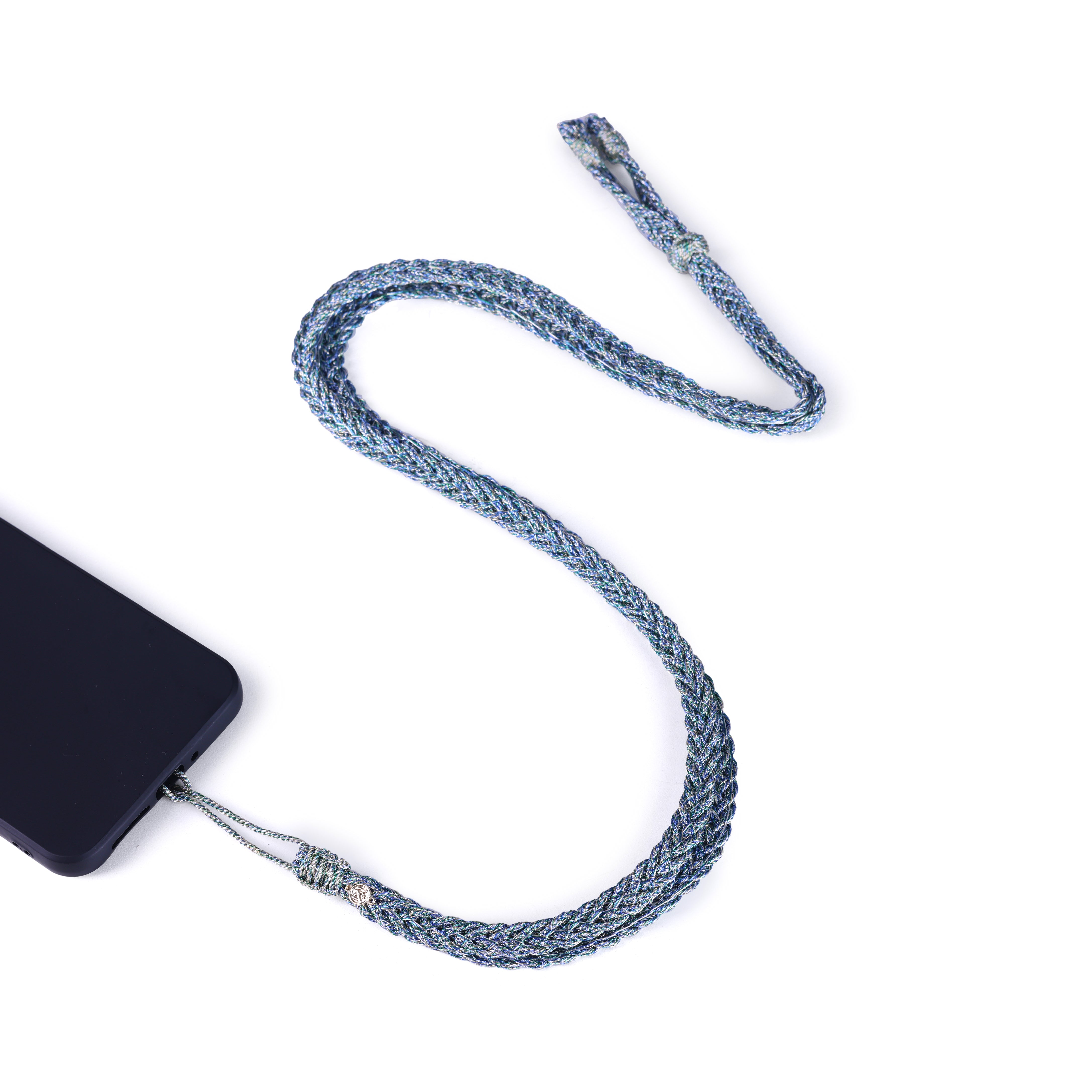 Maxi Braided Phone Strap in Gold & Silver Cactus Green