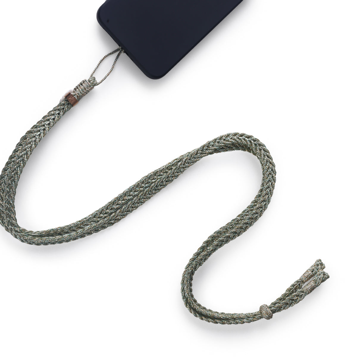 Maxi Braided Phone Strap in Peach & Silver Ginger Jade