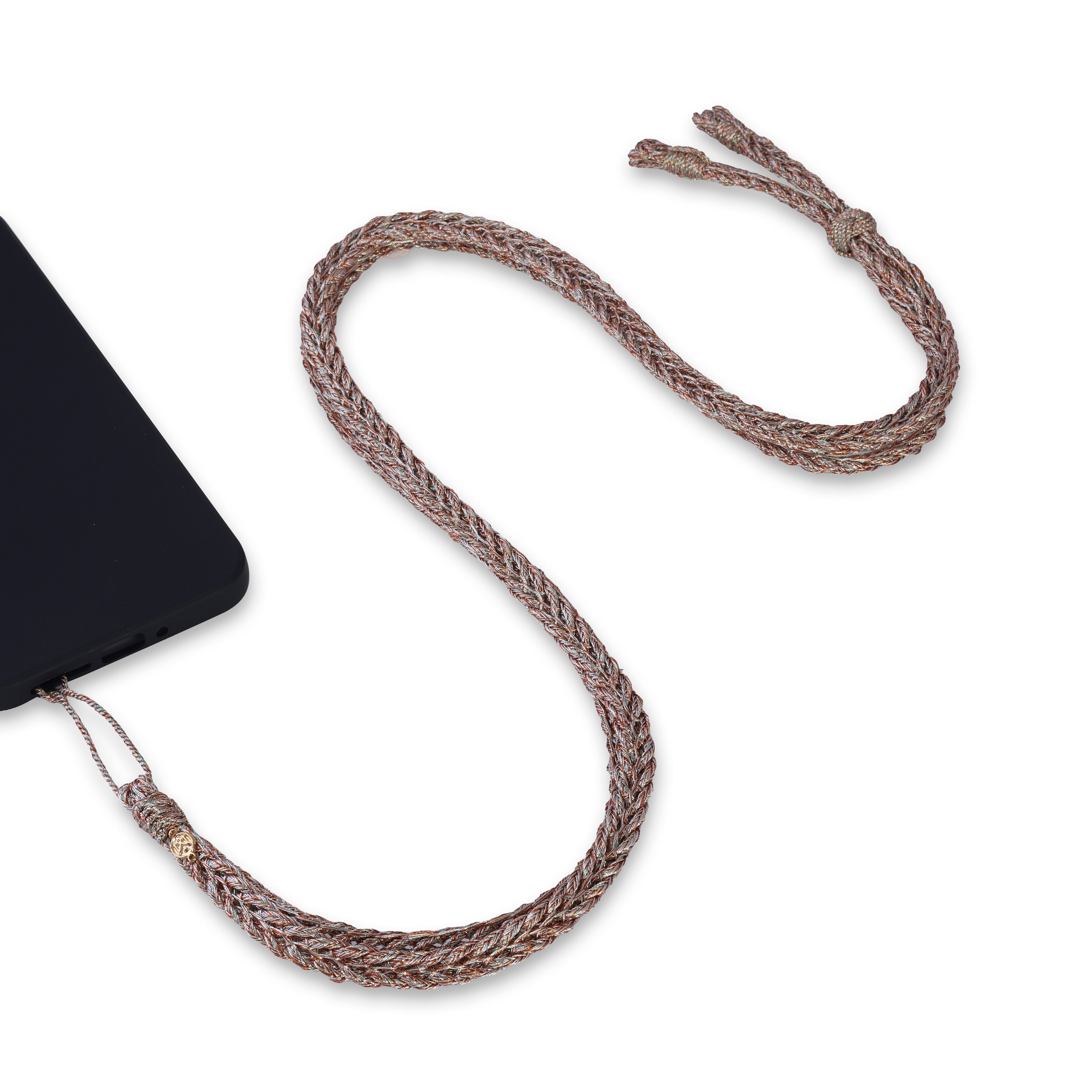 Maxi Braided Phone Strap en Rose Gold Seafoam Toffee