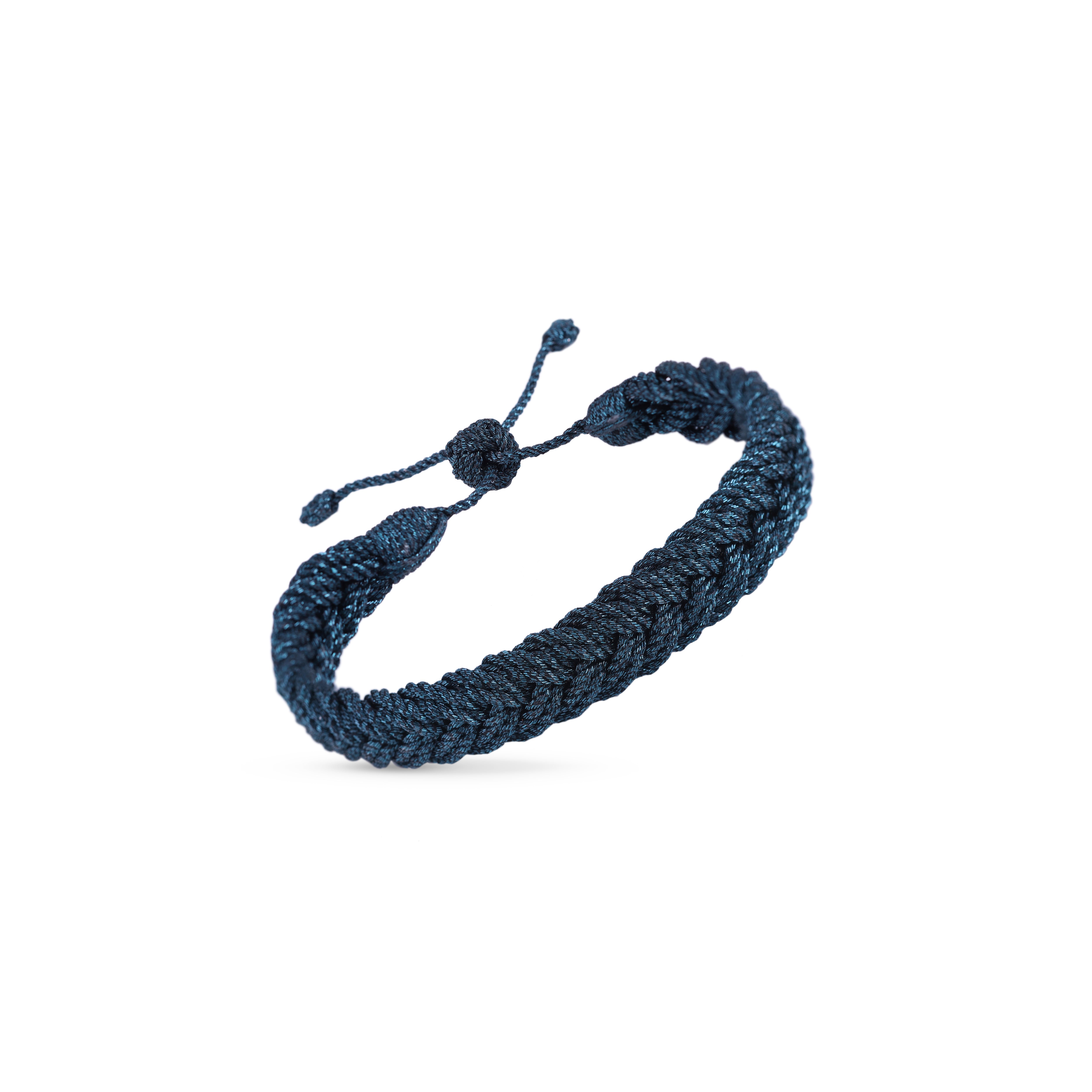 Maxi Woven Bracelet in Petrol Blue - Men
