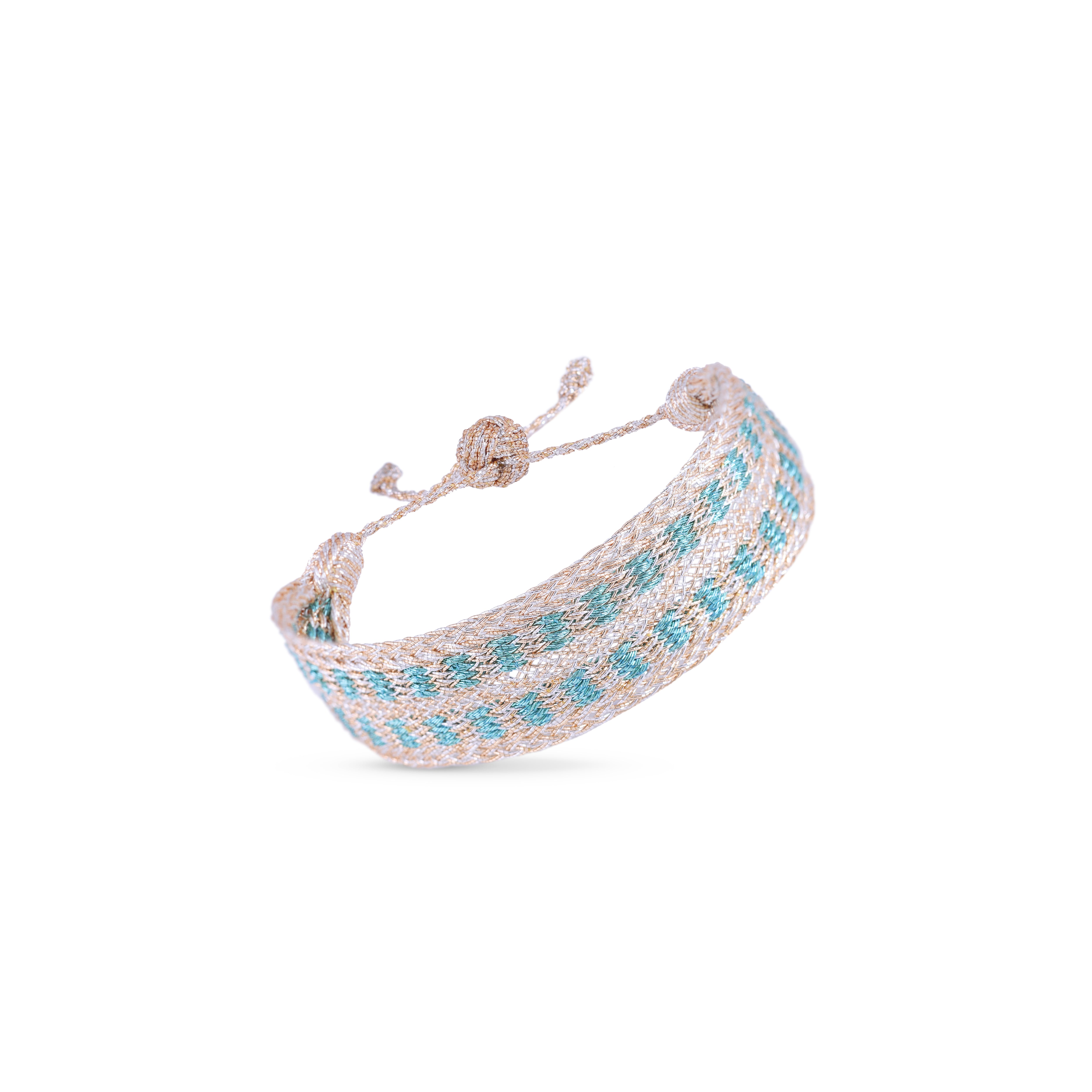 Maxi Yula nº2 Bracelet in Peach & Silver Cyan