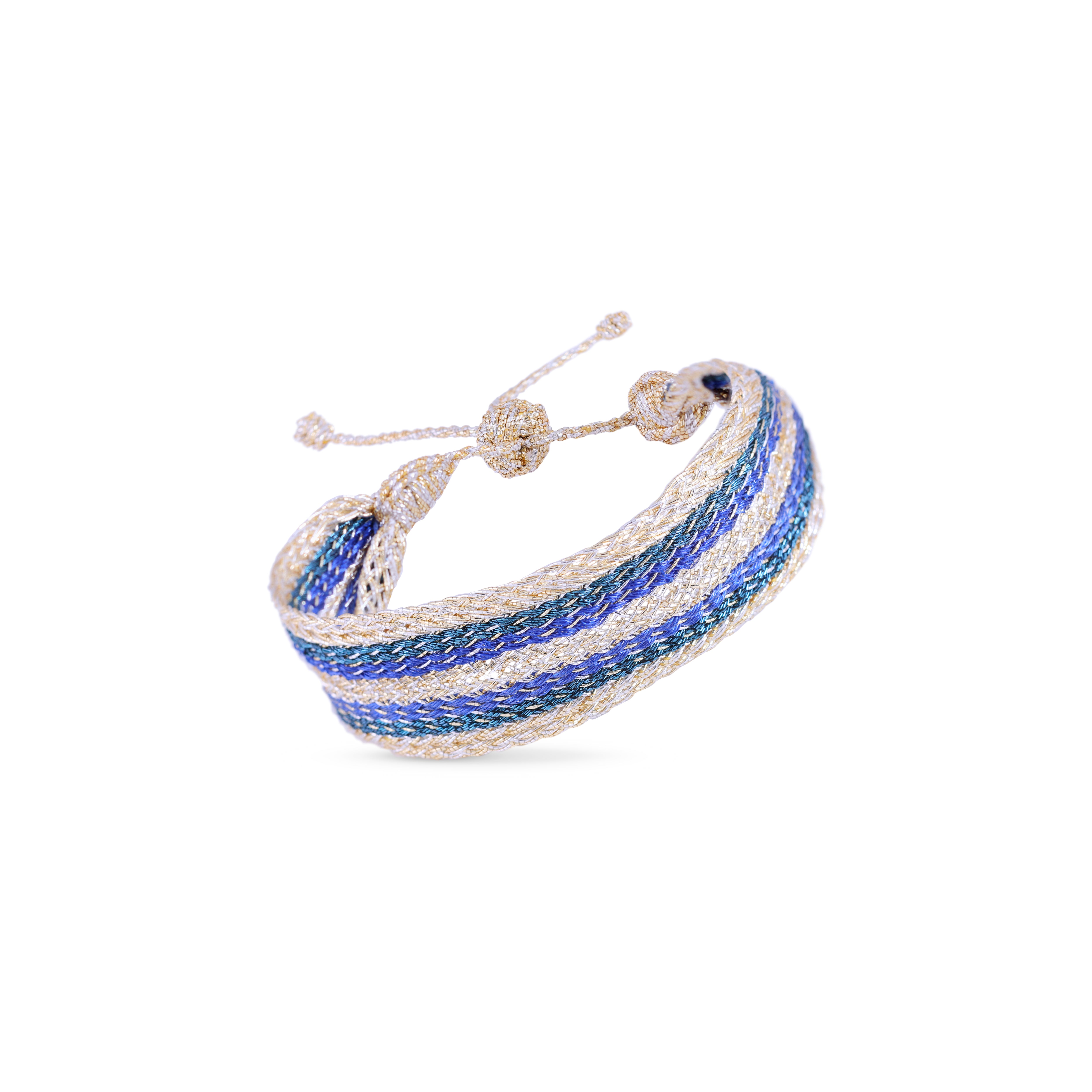 Maxi Yula nº3 Bracelet en Gold & Silver Indigo