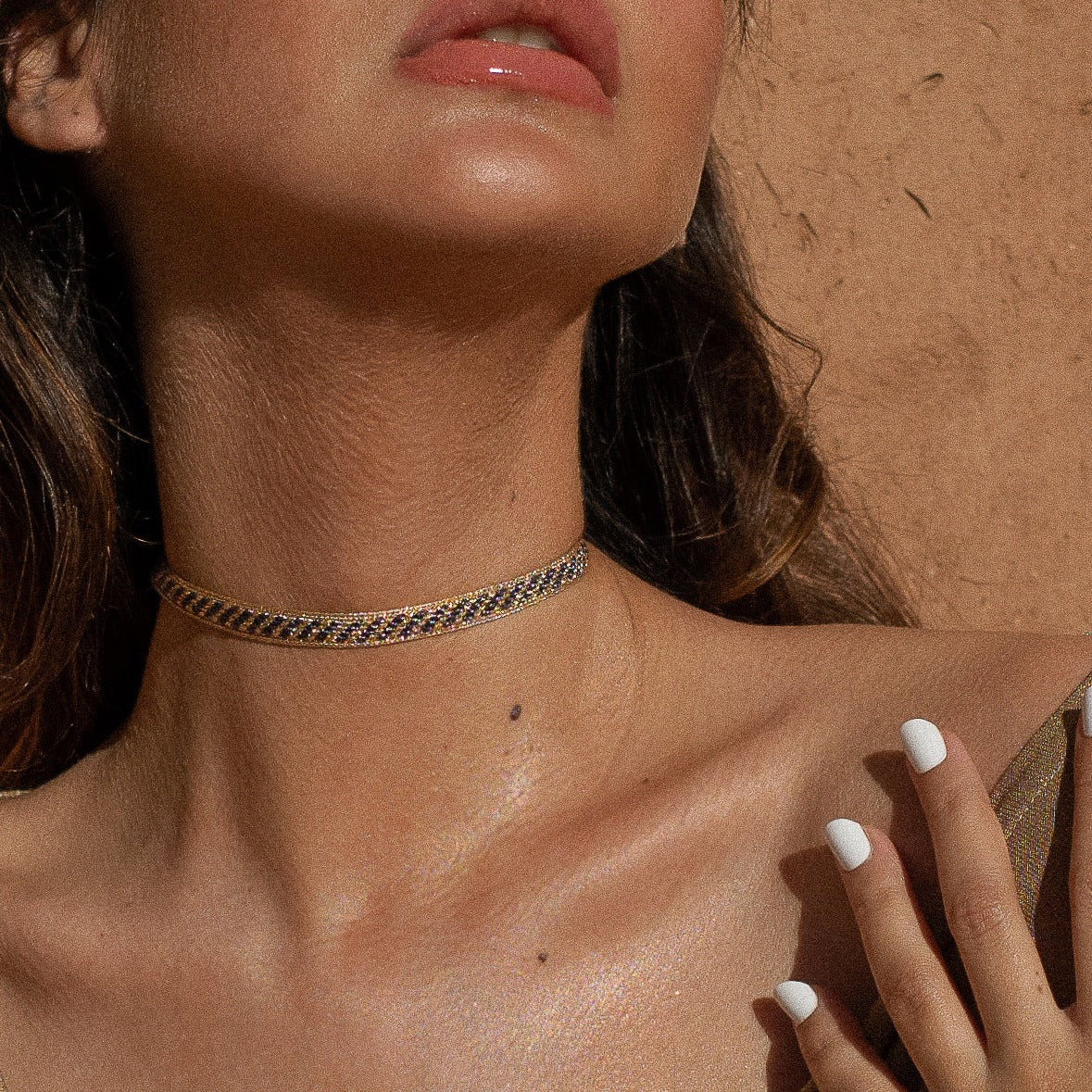 Izy n°2 Choker in Rose Gold Lavender Grey