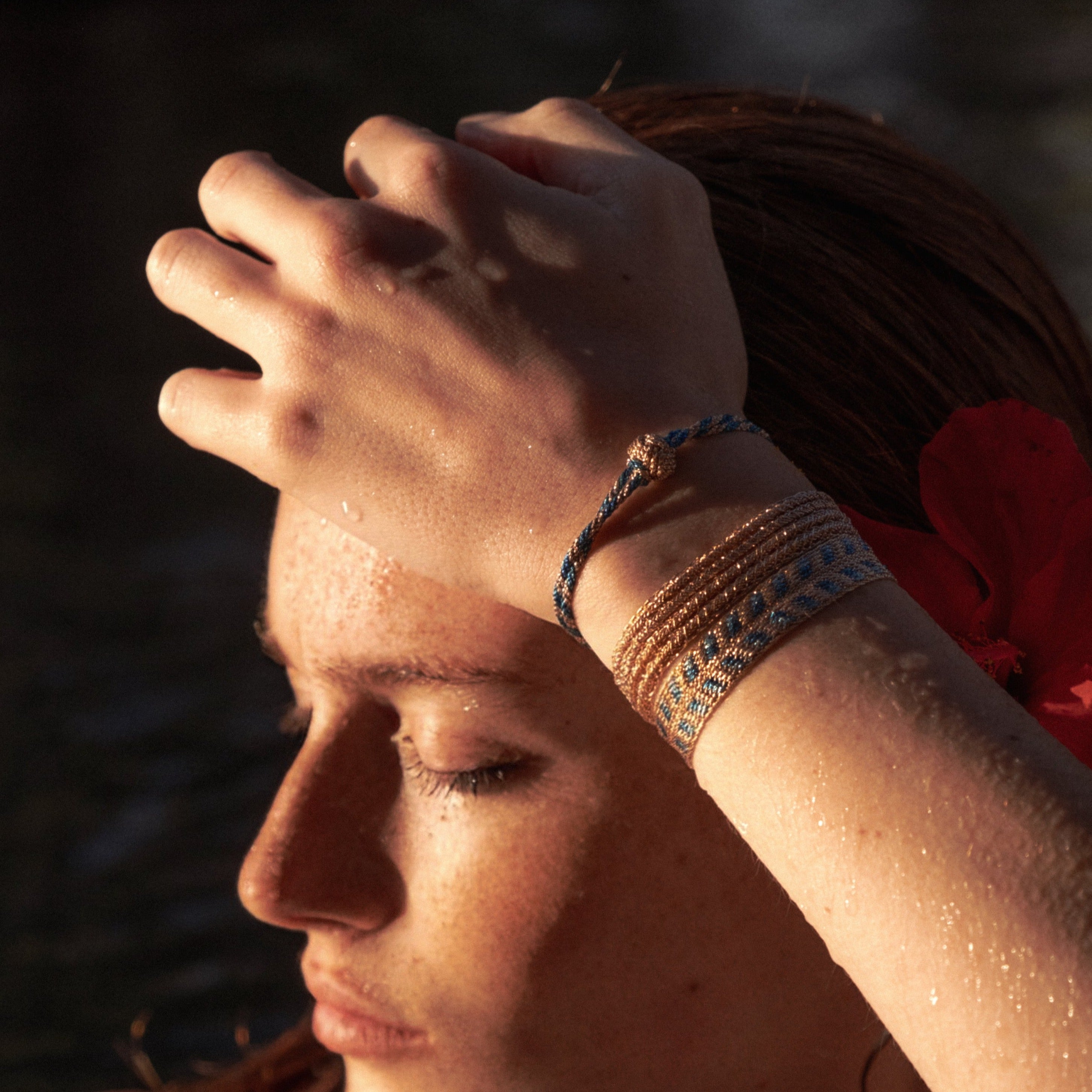 Rolo n°2 Bracelet in Rose Gold Ocean Blue