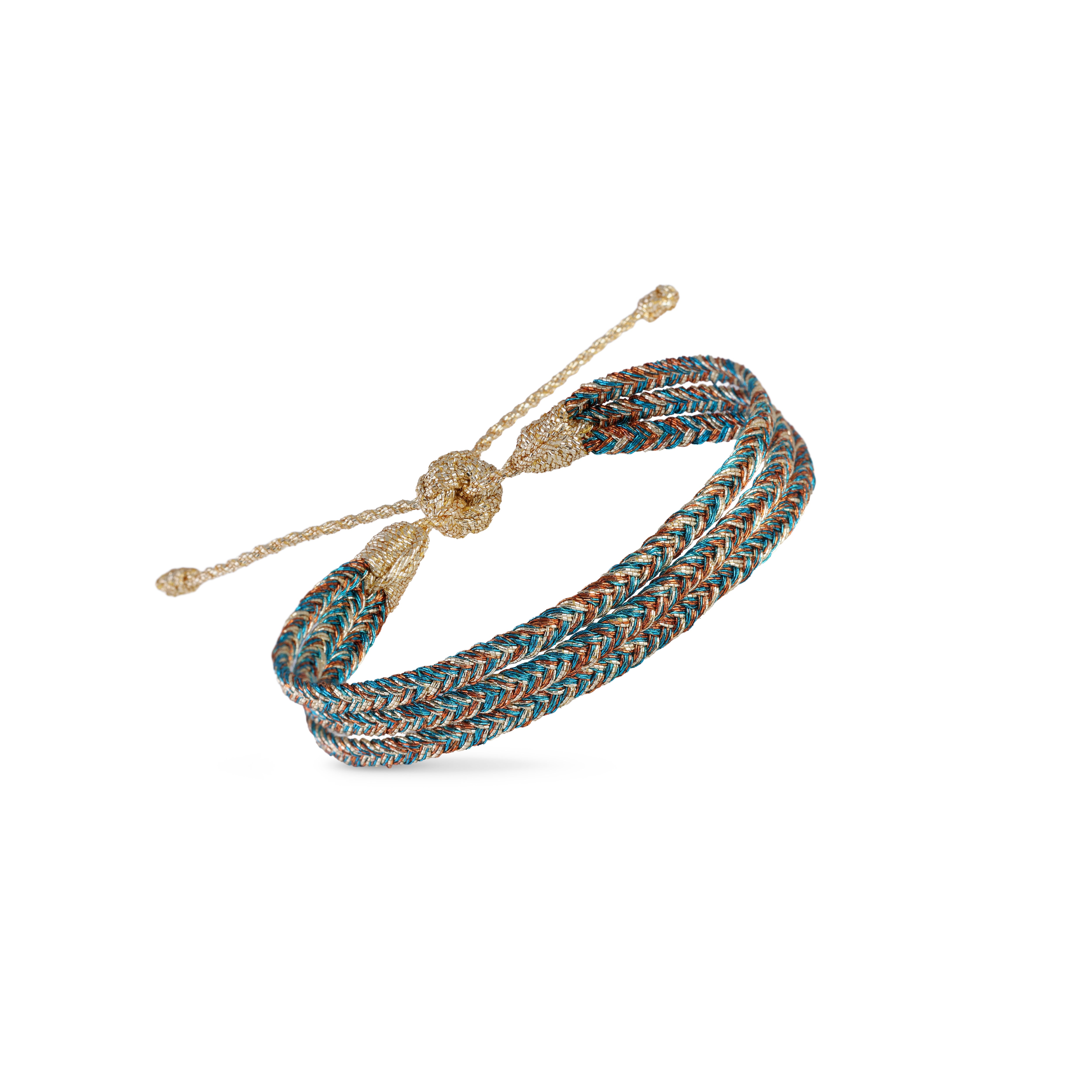 Triple Mini Eya nº1 bracelet in Gold Teal Cinnamon
