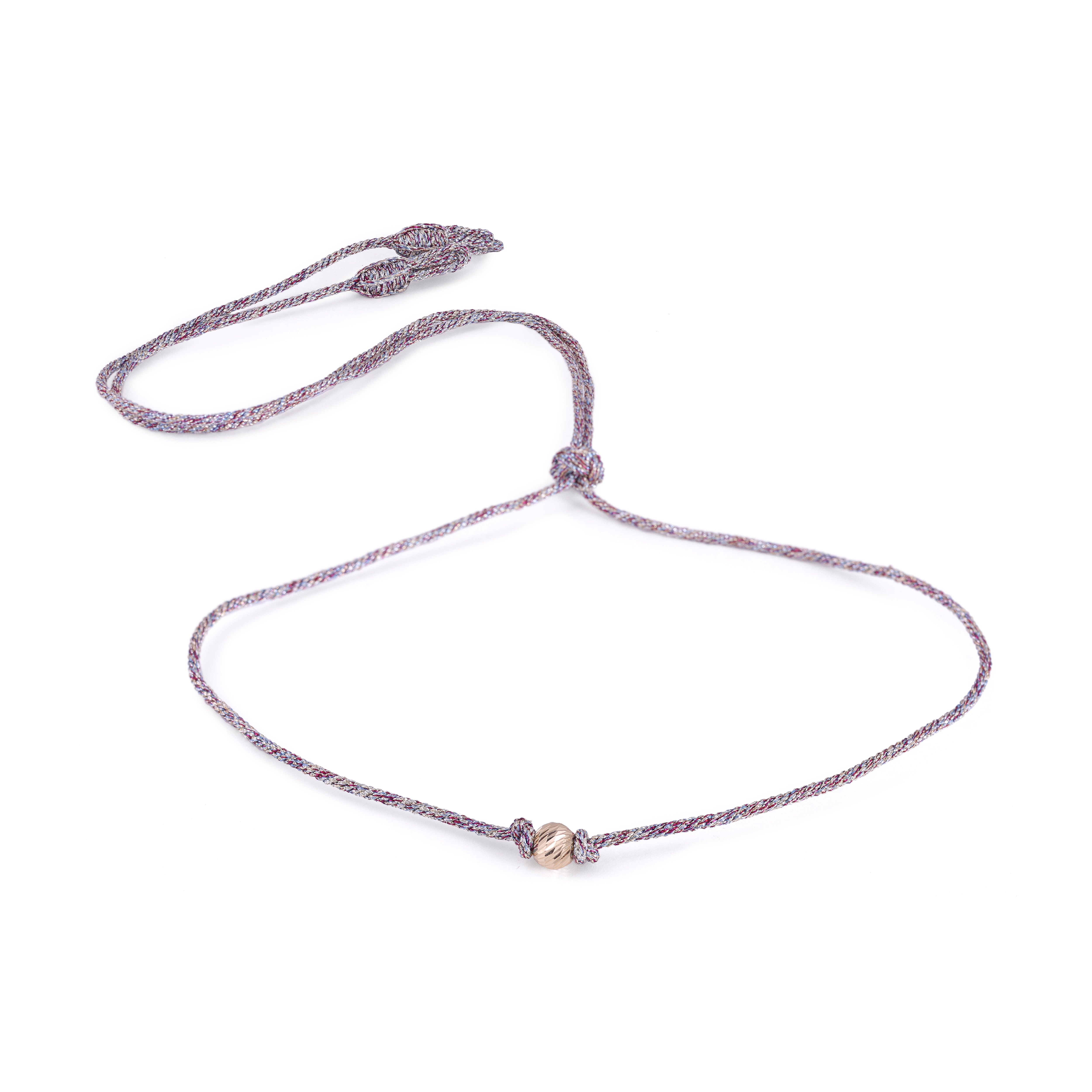 Zina Necklace in Gold & Silver Shiny Pink w/ 18k gold
