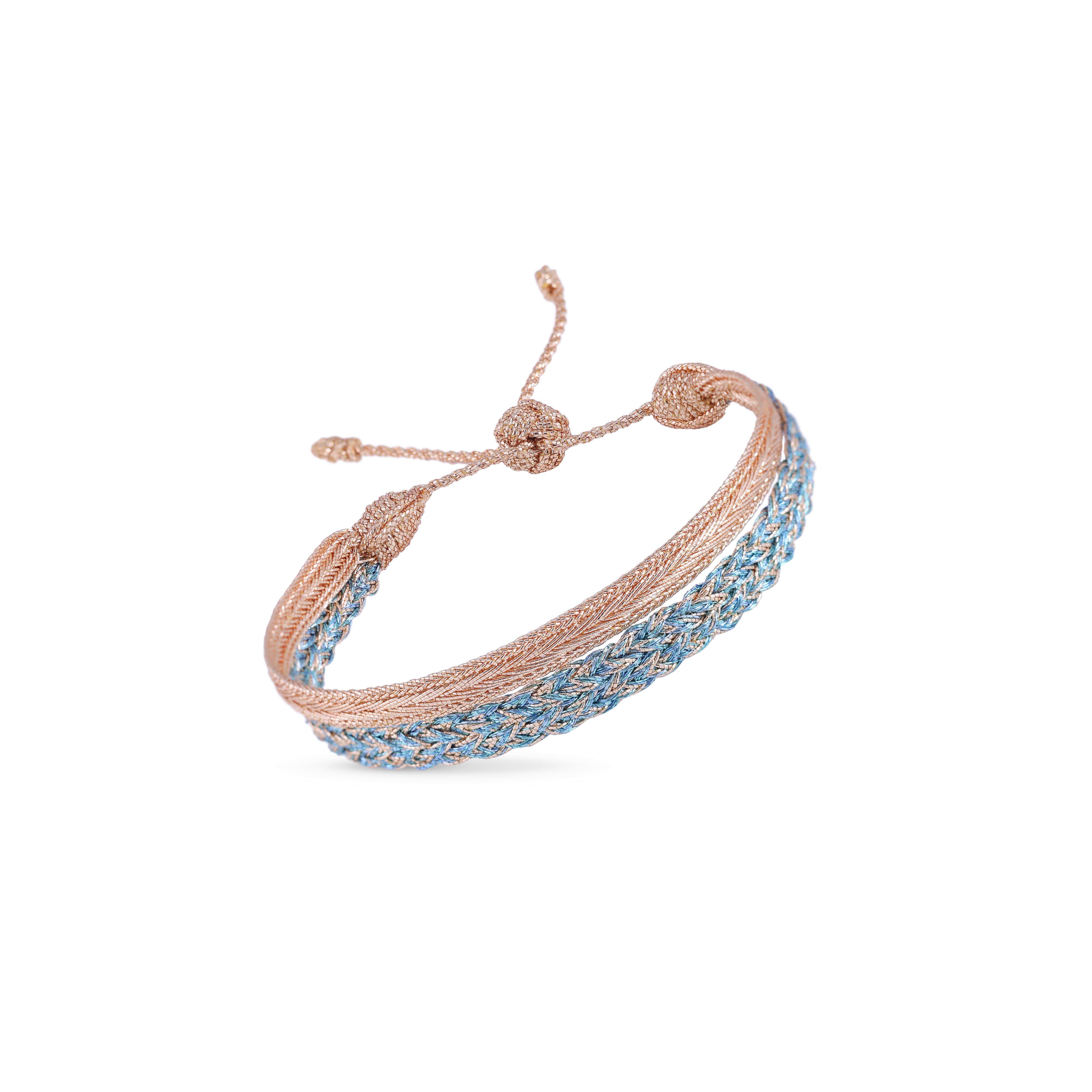 Duo Bracelet Zyn nº1 Peach Cyan Powder Blue + Mini Arrow Peach