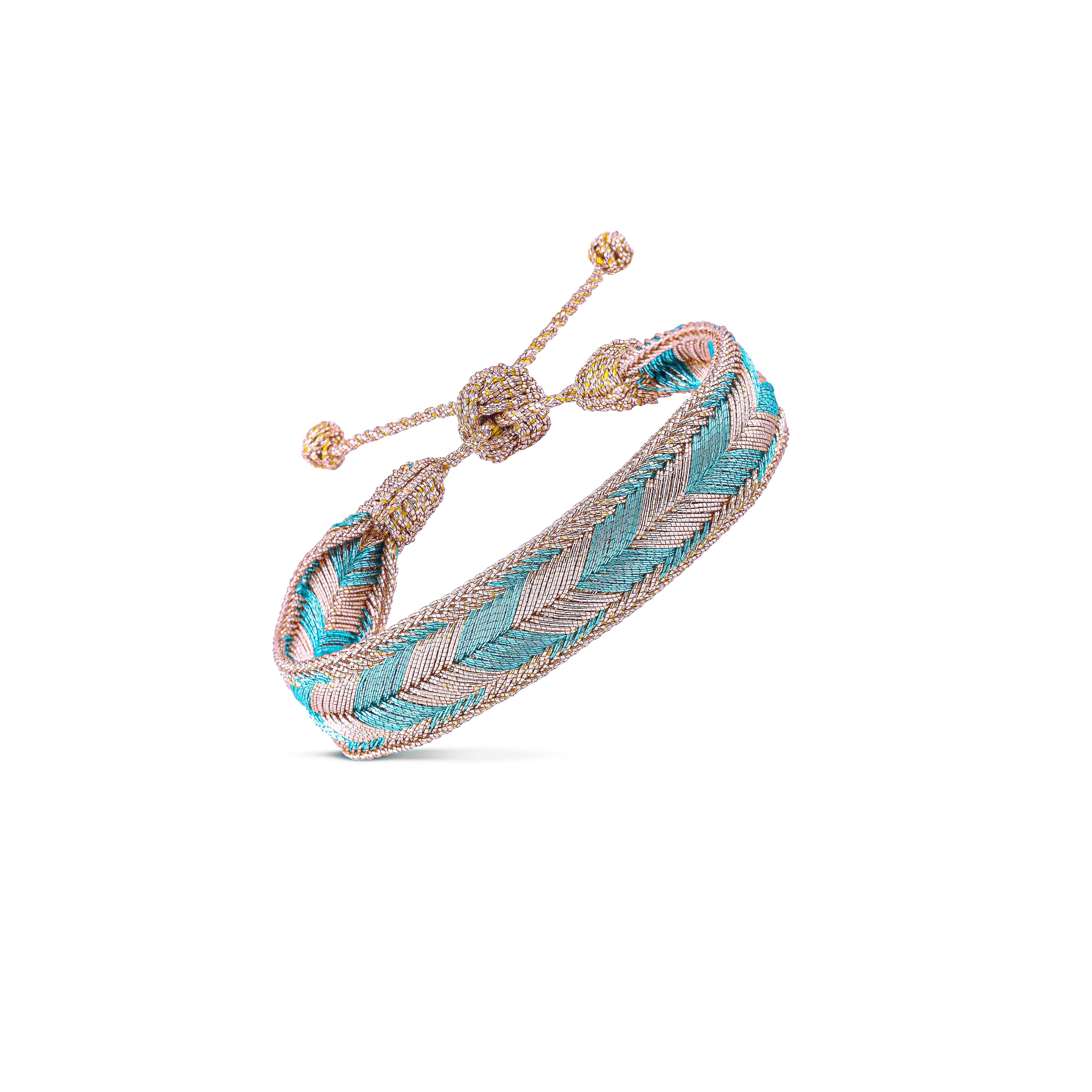 Arrow n°2 bracelet in Rose Gold Island Blue