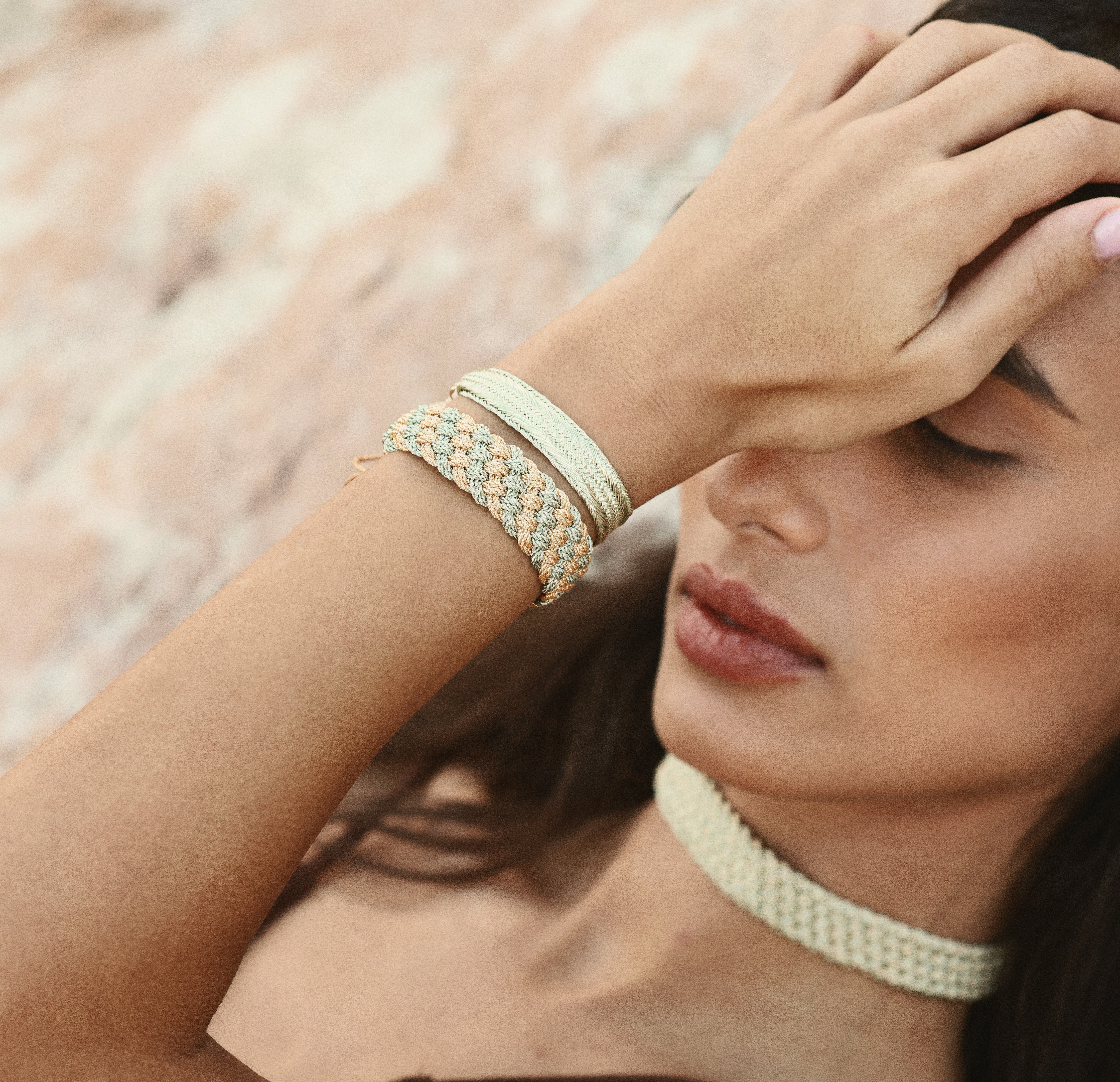 Diyah n°2 Bracelet in Peach Basil