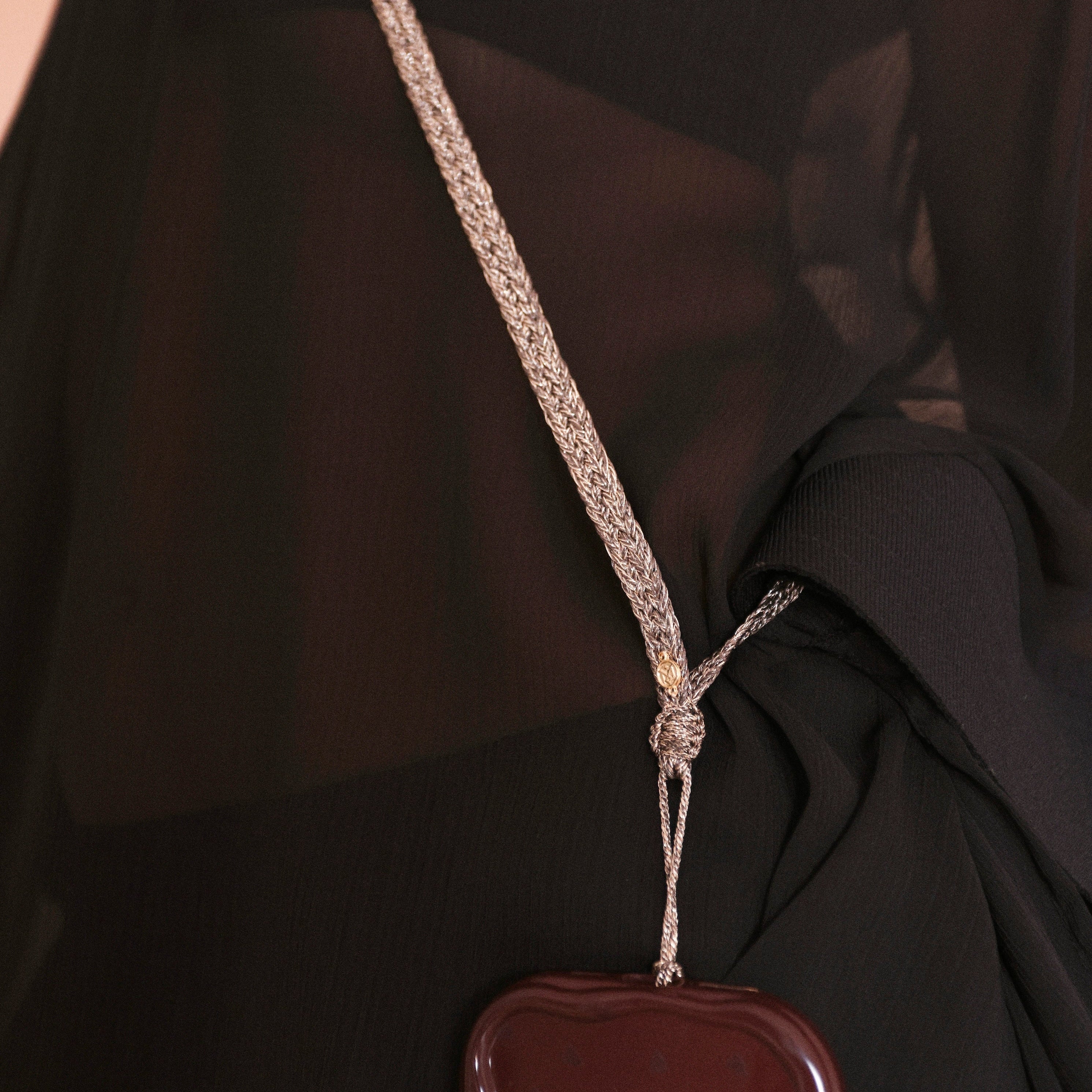 Flat Braided Phone Strap in Rose Gold Grey Taupe