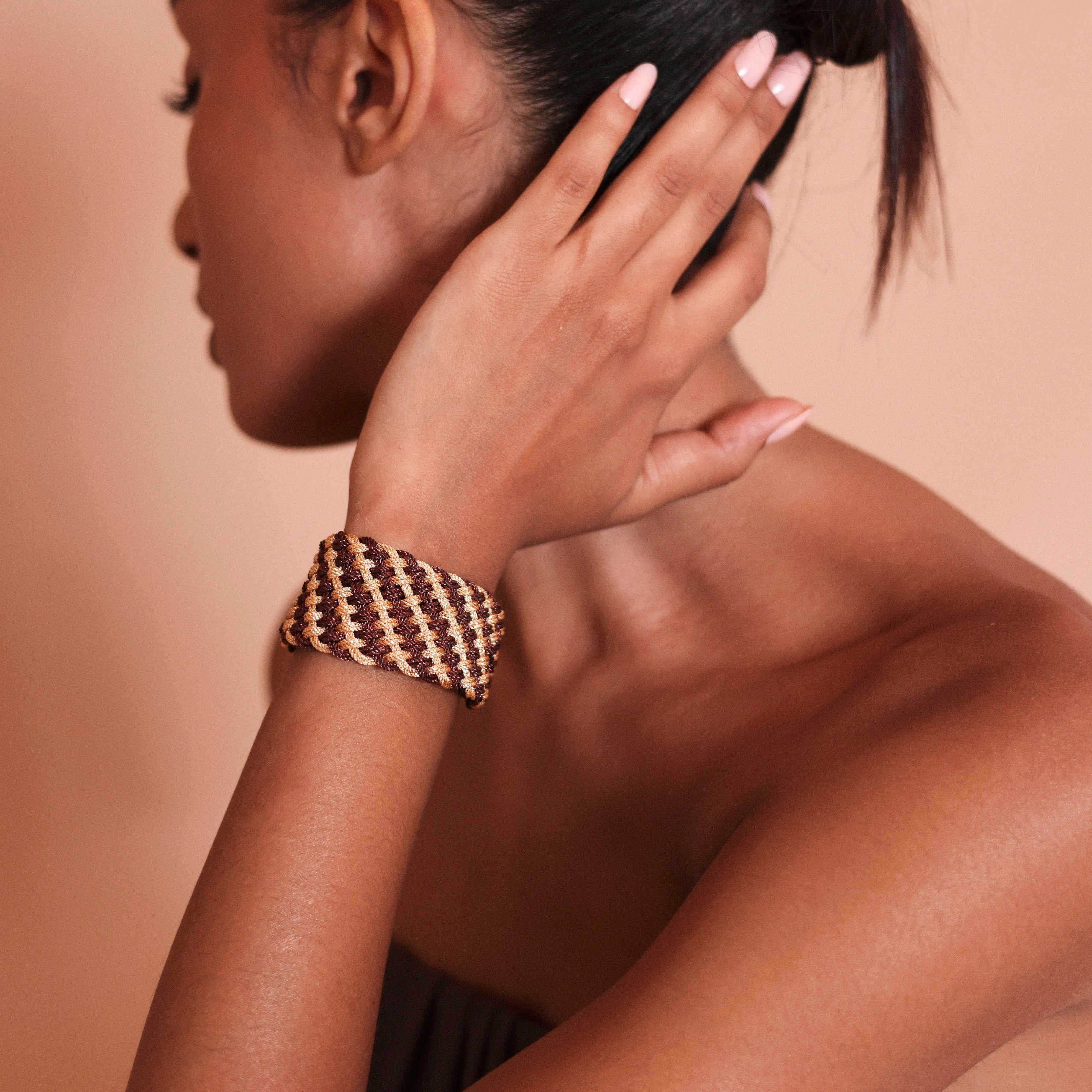 Maxi Diyah nº2 Bracelet in Peach Choco Brown
